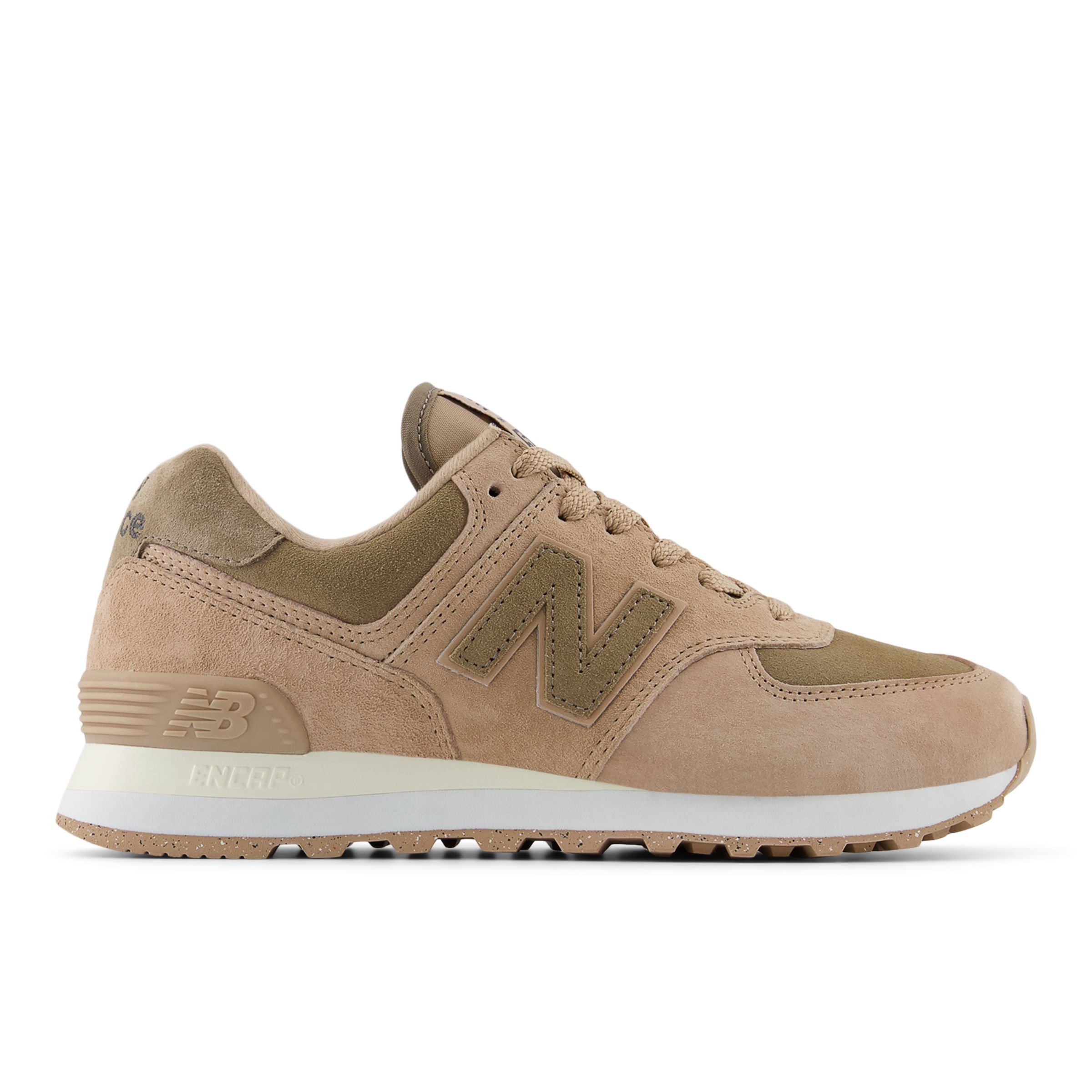 New Balance Women's 574 in Brown/White Leather, size 4.5 Narrow