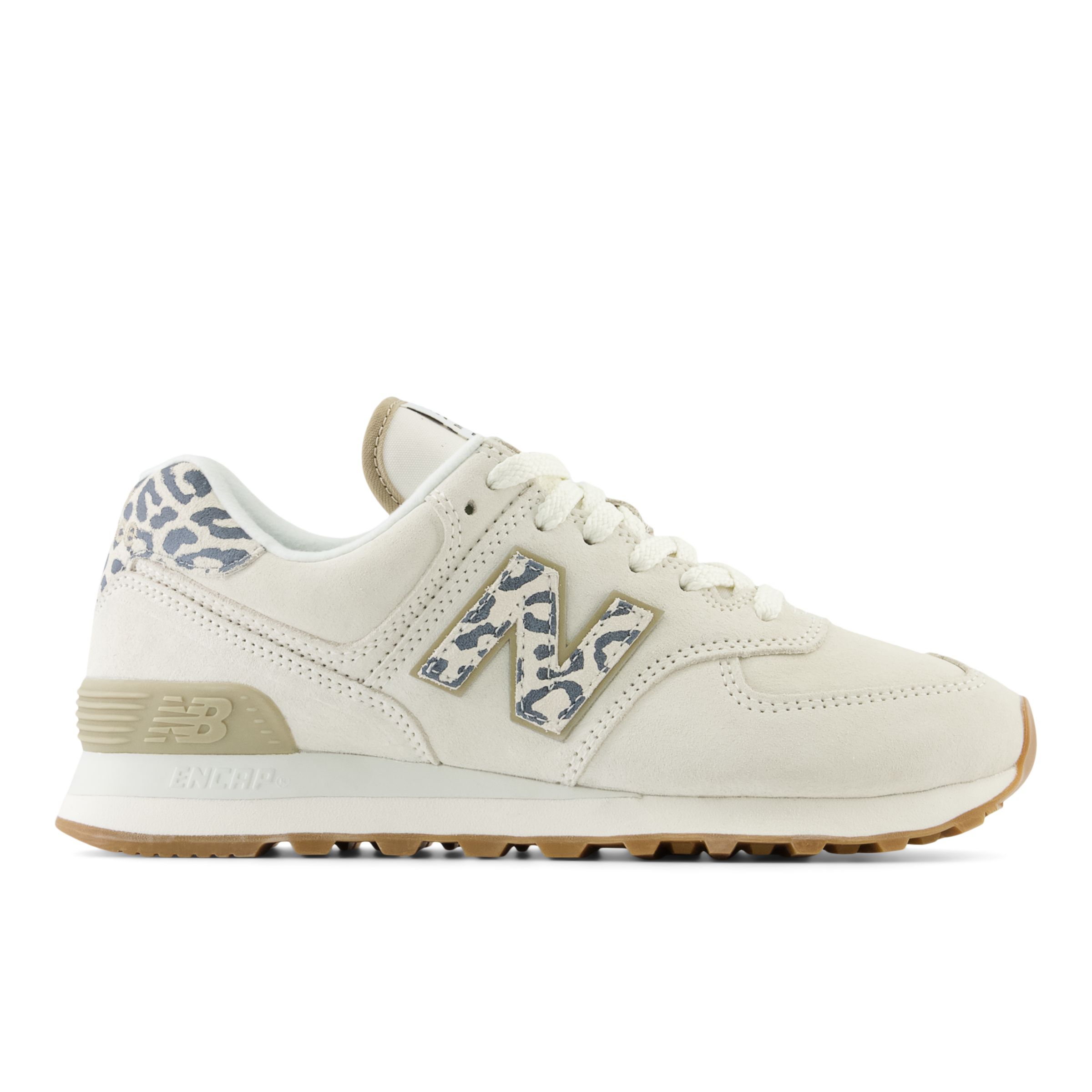 New Balance Women's 574 in White/Black Suede/Mesh, size 6