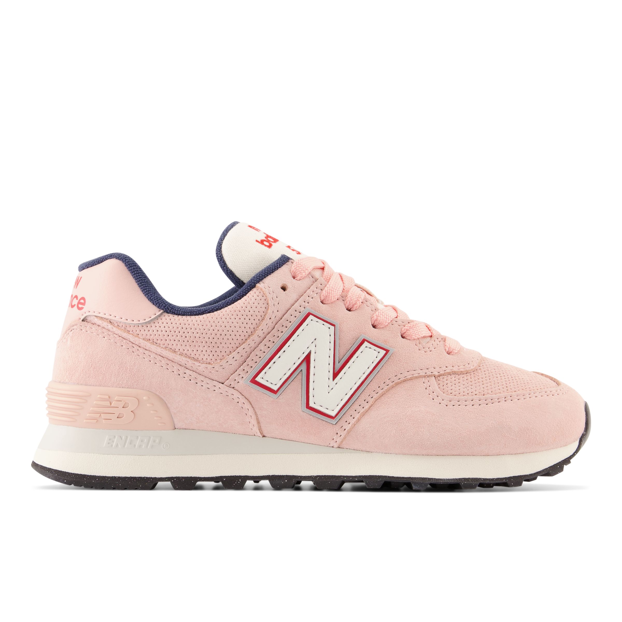 New Balance Women's 574 in Pink/Grey Suede/Mesh - WL574YP2