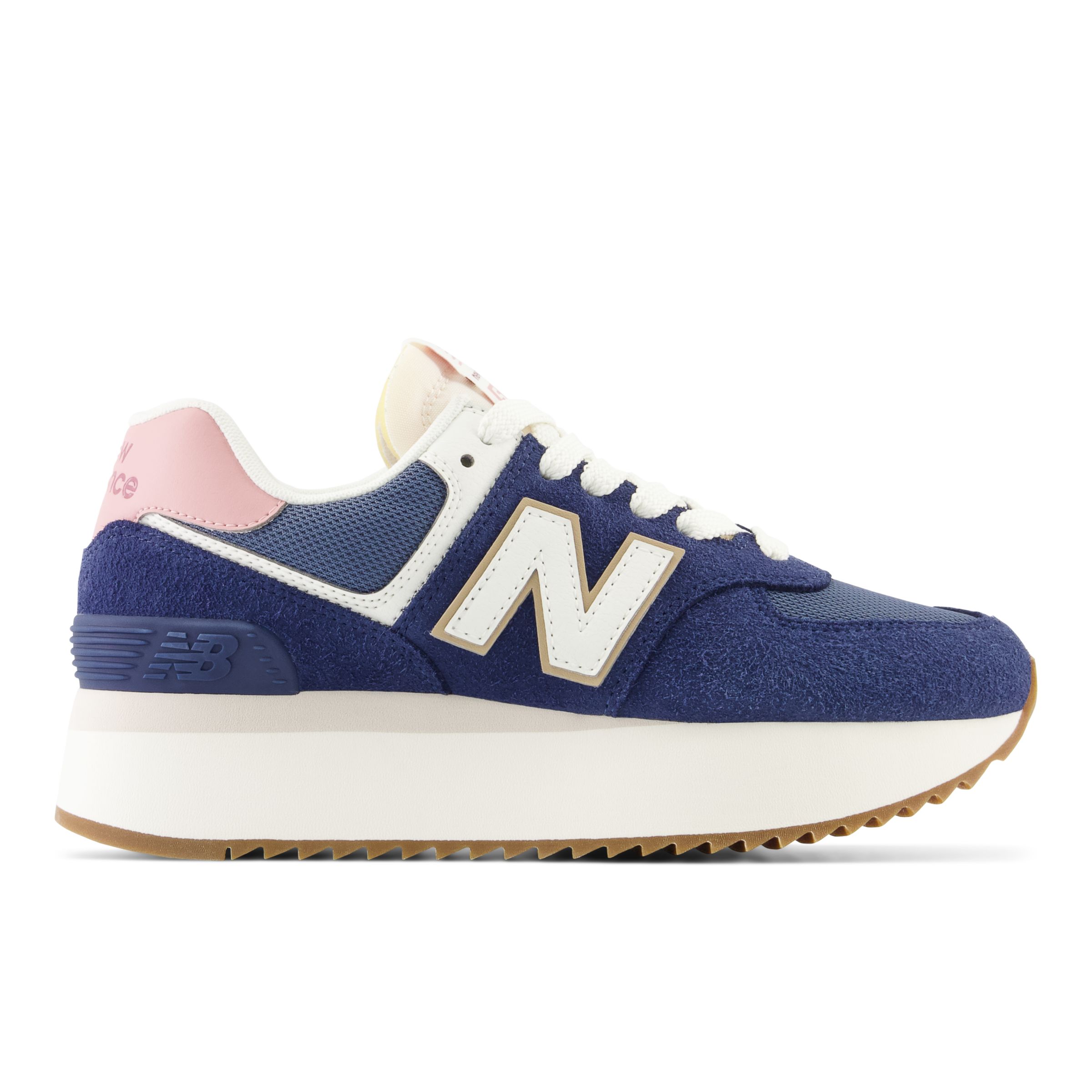 

New Balance Women's 574+ Blue/Pink/White/Beige - Blue/Pink/White/Beige