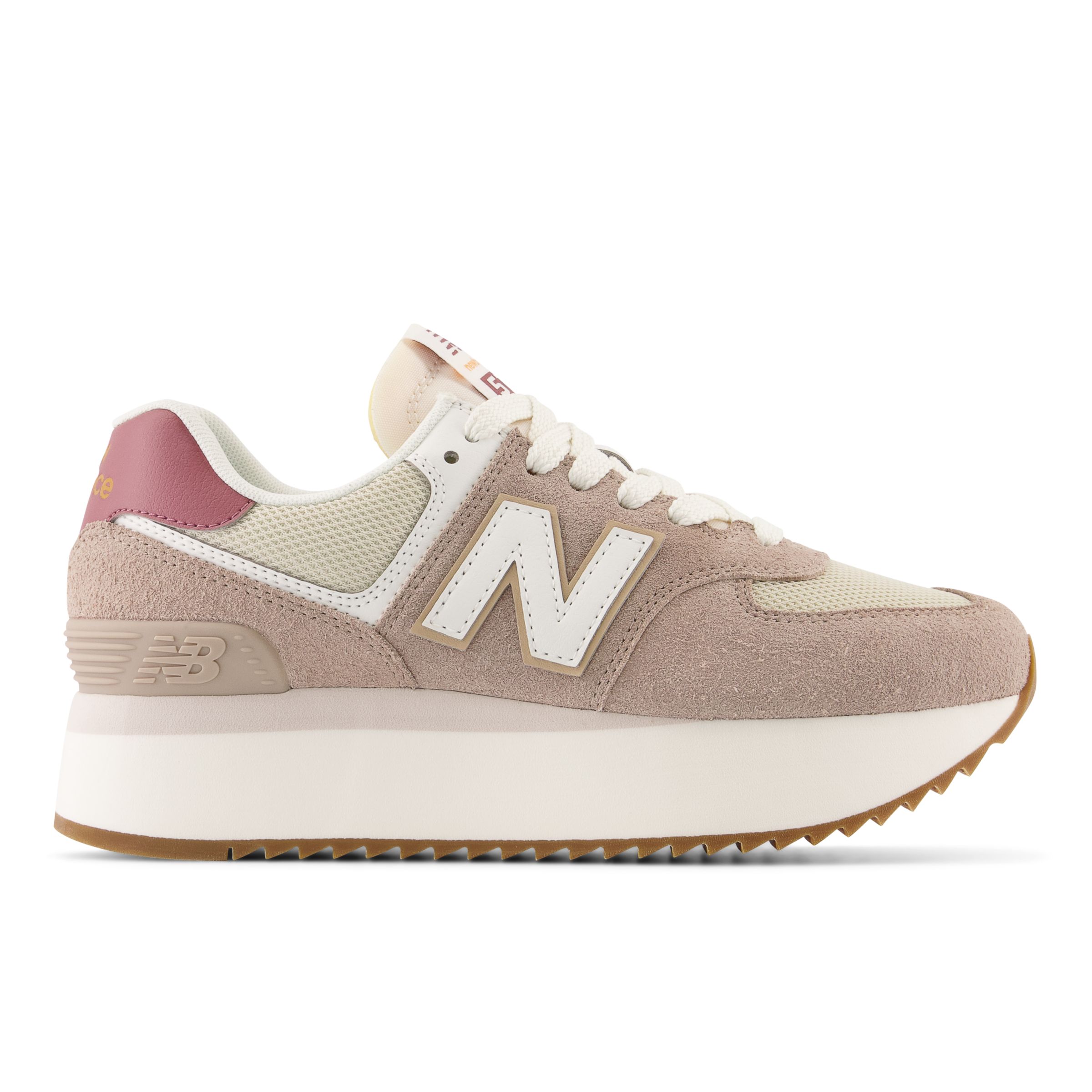 New Balance Women's 574+ In Brown/red/white