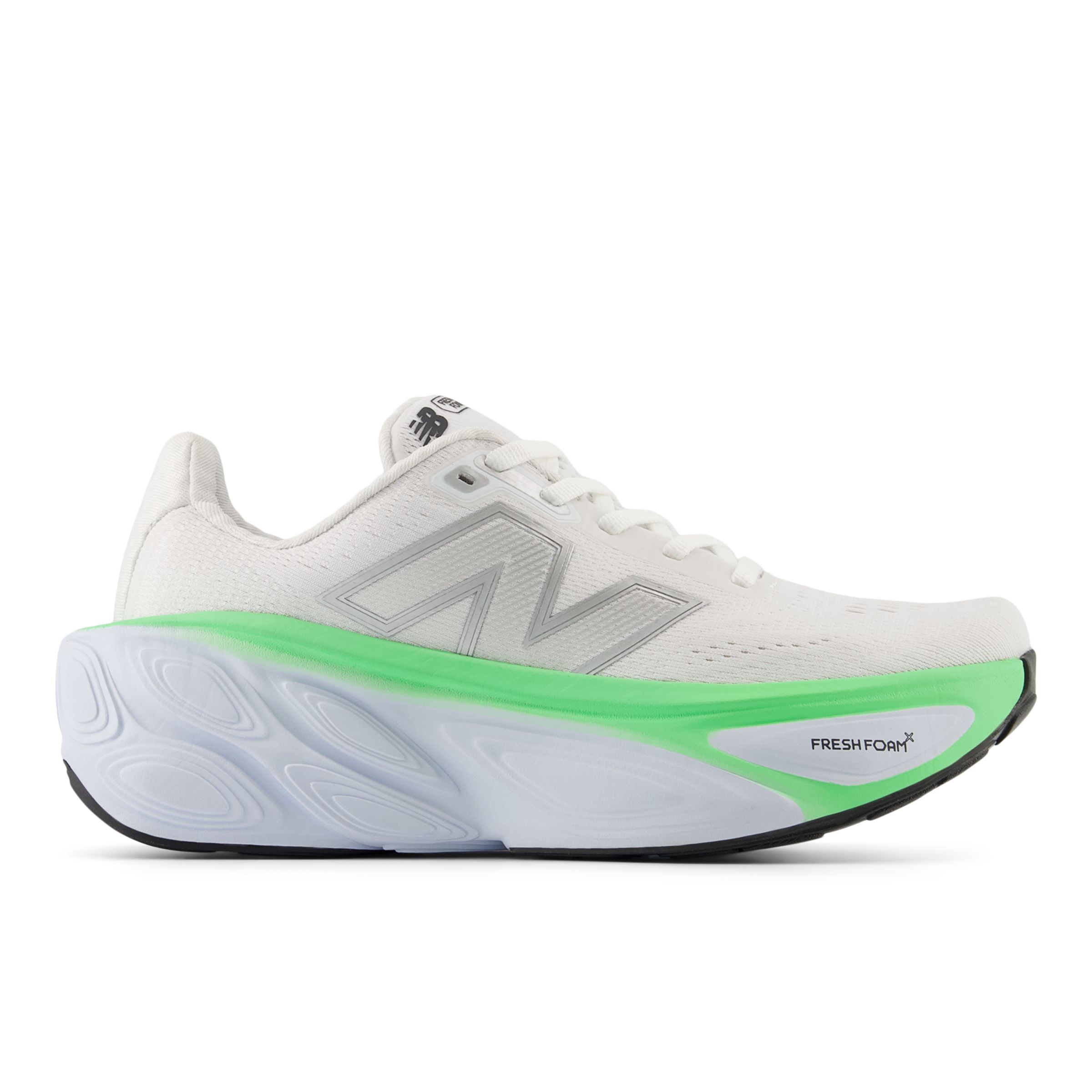 New Balance Women's Fresh Foam X More v5 in White/Blue/Green Synthetic, size 7.5 Narrow