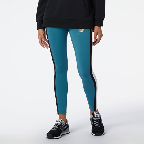 new balance women's nb athletics higher learning legging in blue cotton, size x-small