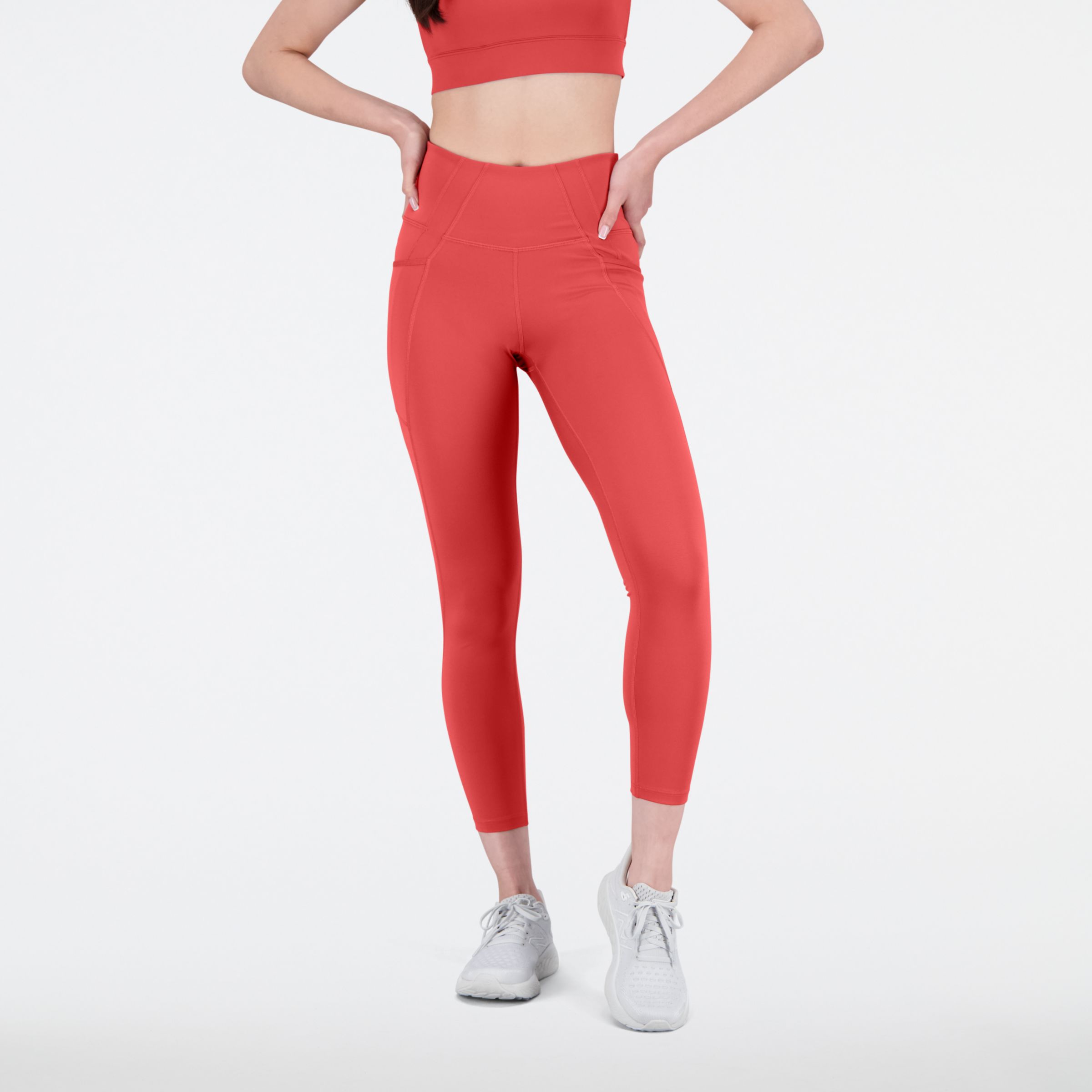 New Balance Shape Shield 7/8 High Rise Pocket Leggings - Dark Pink