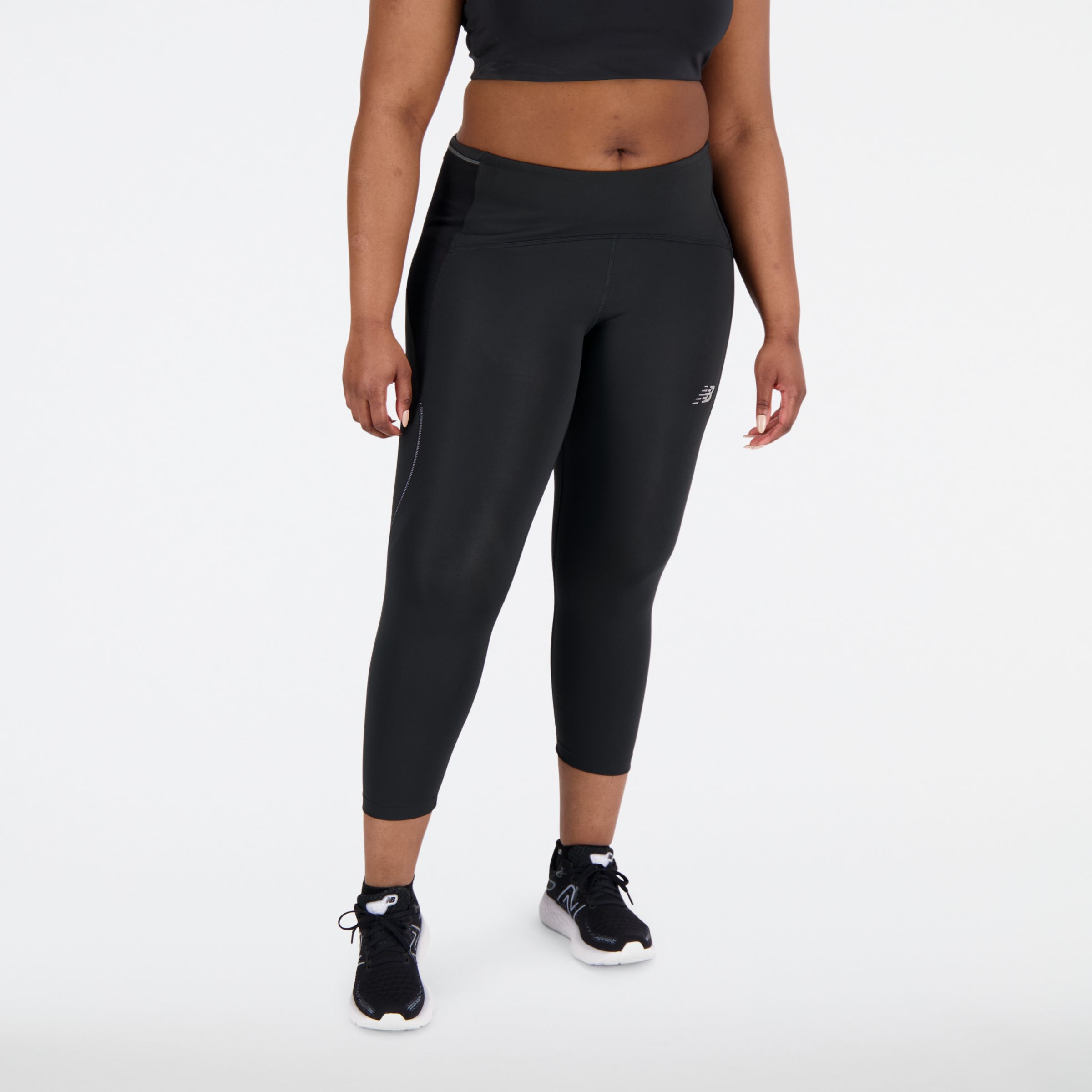 New Balance Femme Impact Run Coupe Courte en Noir, Poly Knit, Taille XS