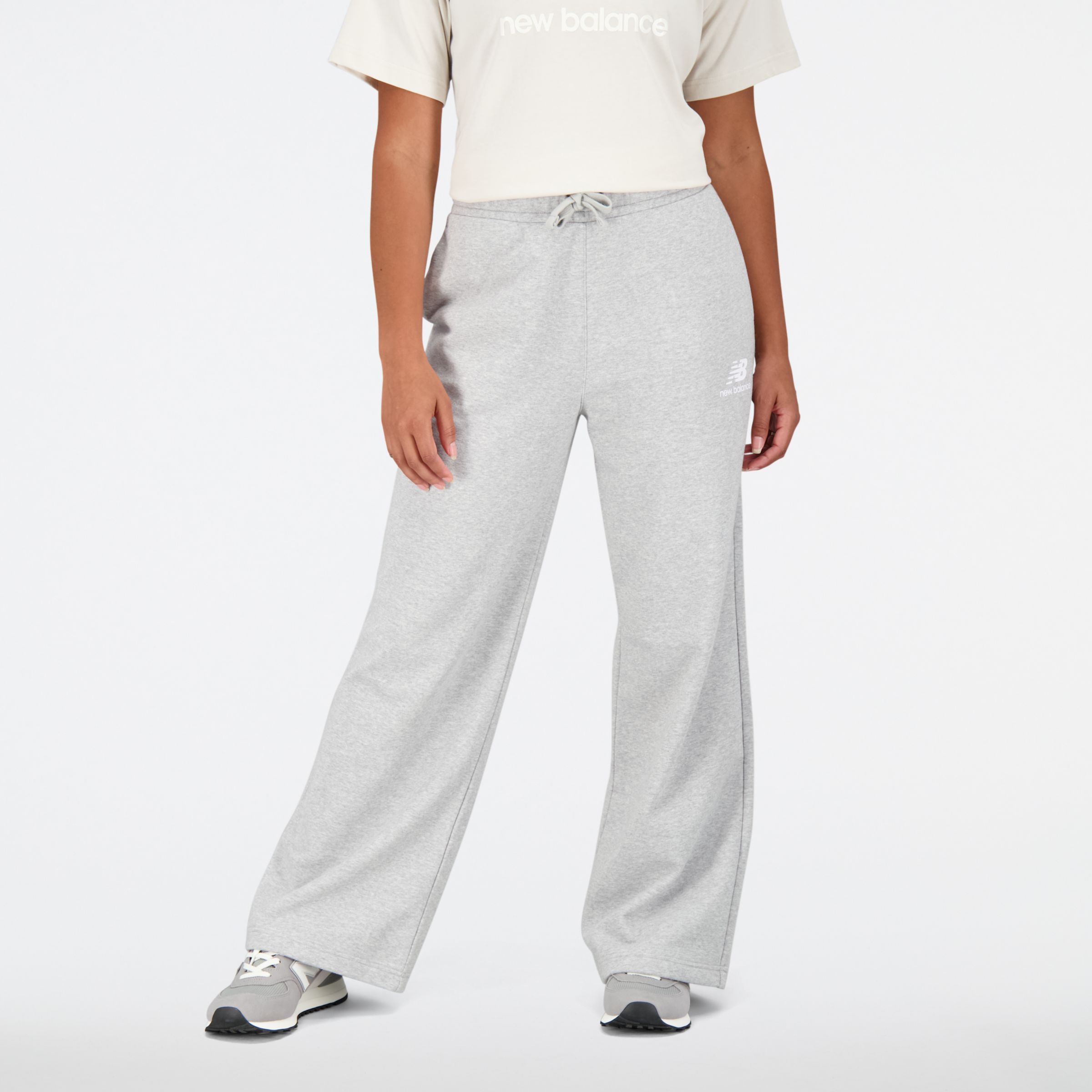 Women's Essentials Stacked Logo French Terry Wide Legged Sweatpant Apparel  - New Balance