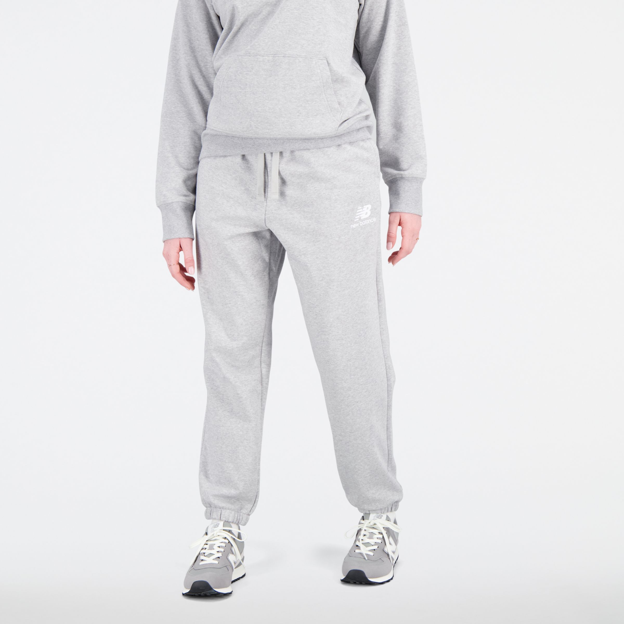 New Balance Donna Pantaloni da tuta Essentials Stacked Logo French Terry, Cotone, Taglia XL