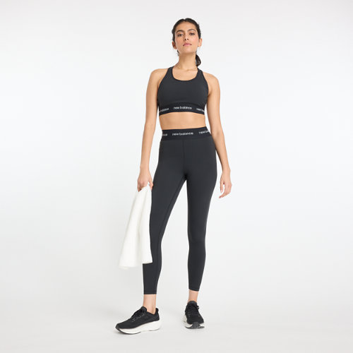 new balance femme nb sleek high rise sport legging 25&quot; en noir, poly knit, taille m
