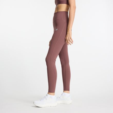 New Balance ATHLETICS SLEEK HIGH RISE - Leggings - licorice/bordeaux 