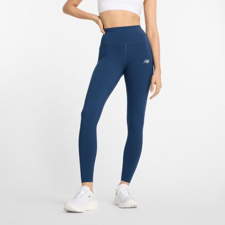 New Balance ATHLETICS SLEEK HIGH RISE - Leggings - navy/blue - Zalando.de