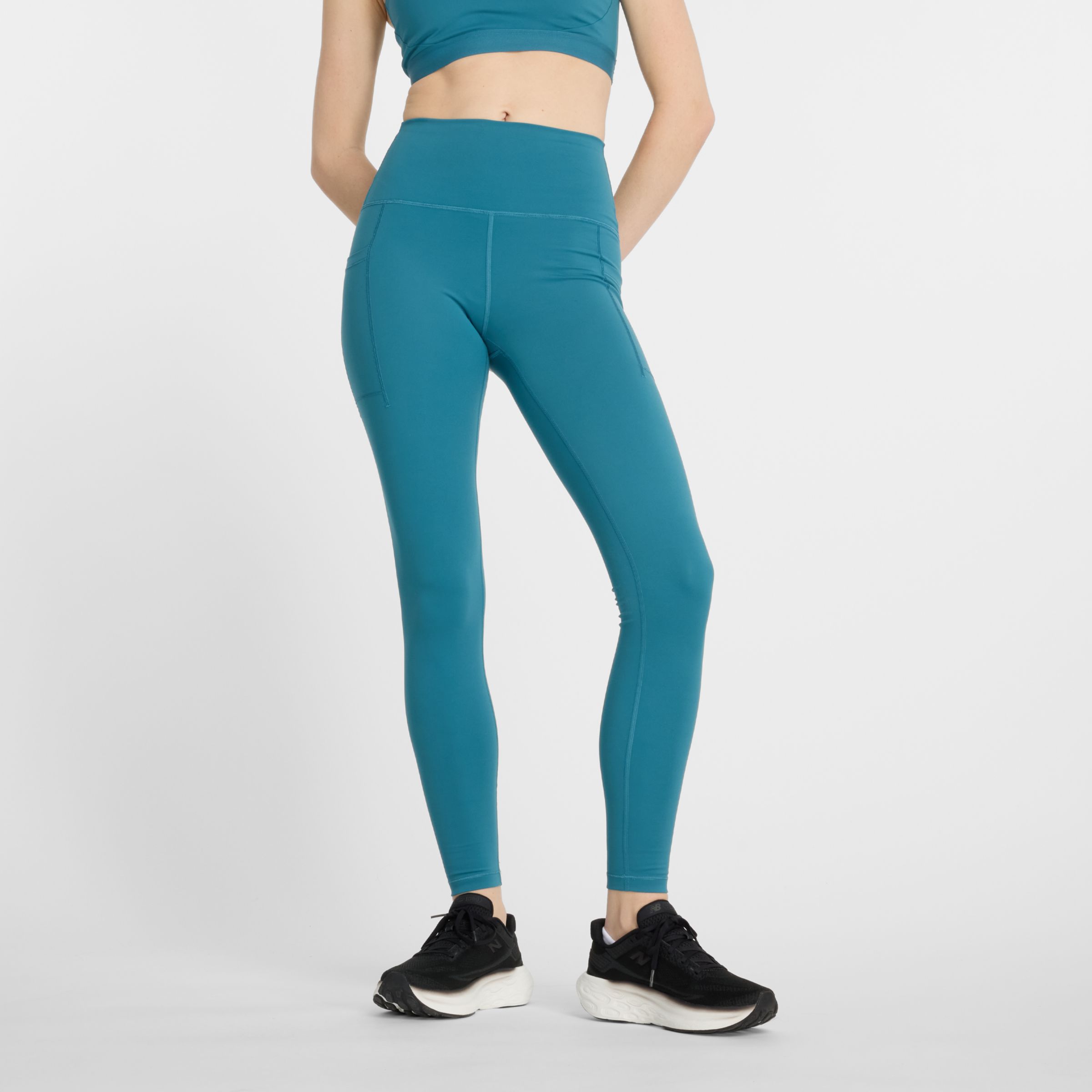 New Balance Donna NB Sleek Pocket High Rise Legging 27", Maglia di poliestere, Taglia XS
