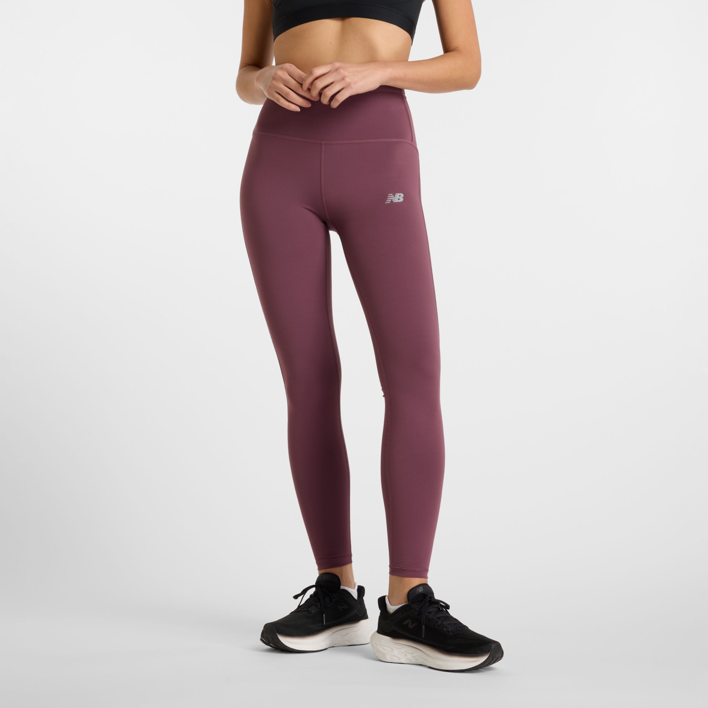 New Balance Women's NB Sleek High Rise Legging 27" in Purple Poly Knit, size Small