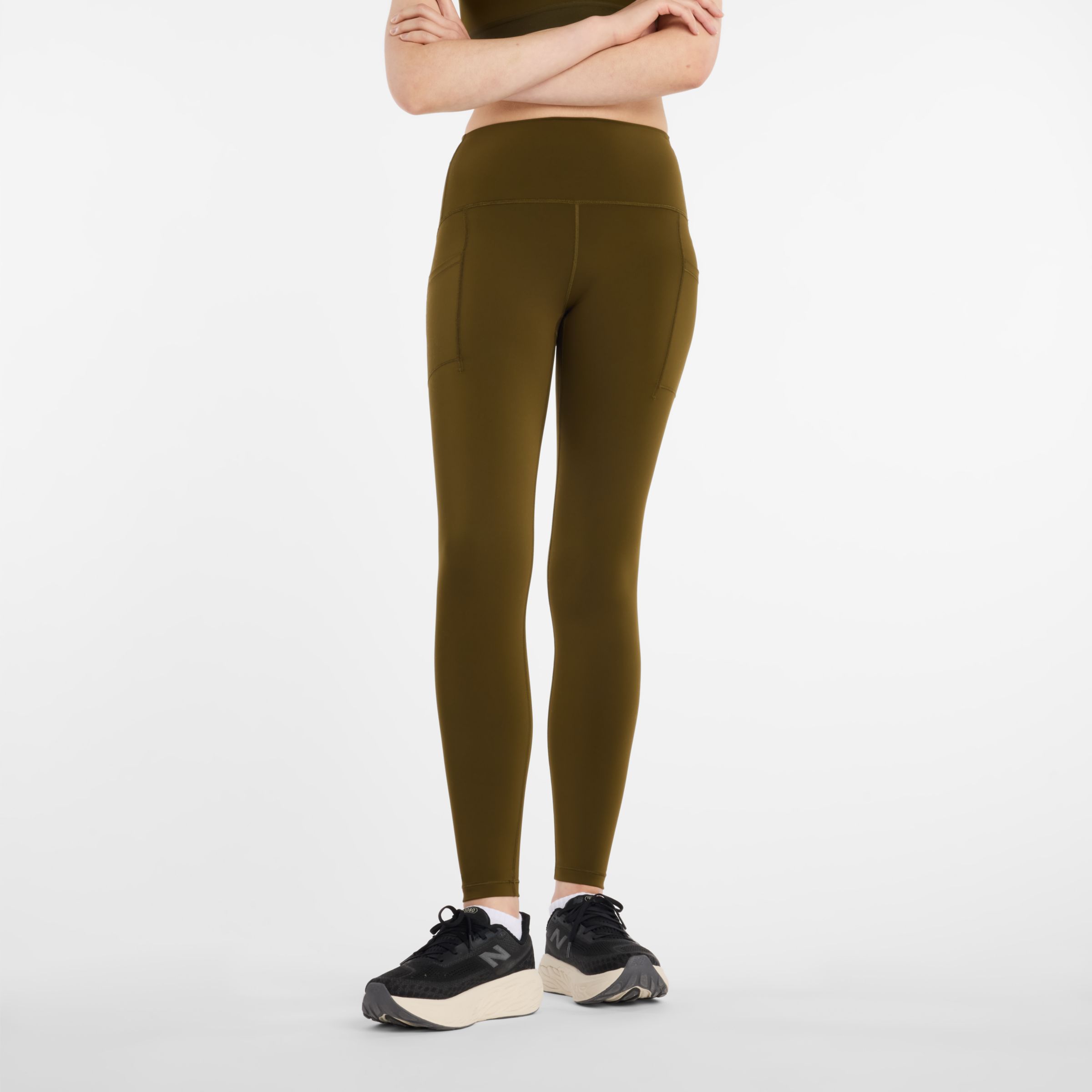 New Balance Women's Nb Sleek Pocket High Rise Legging 27" In Brown
