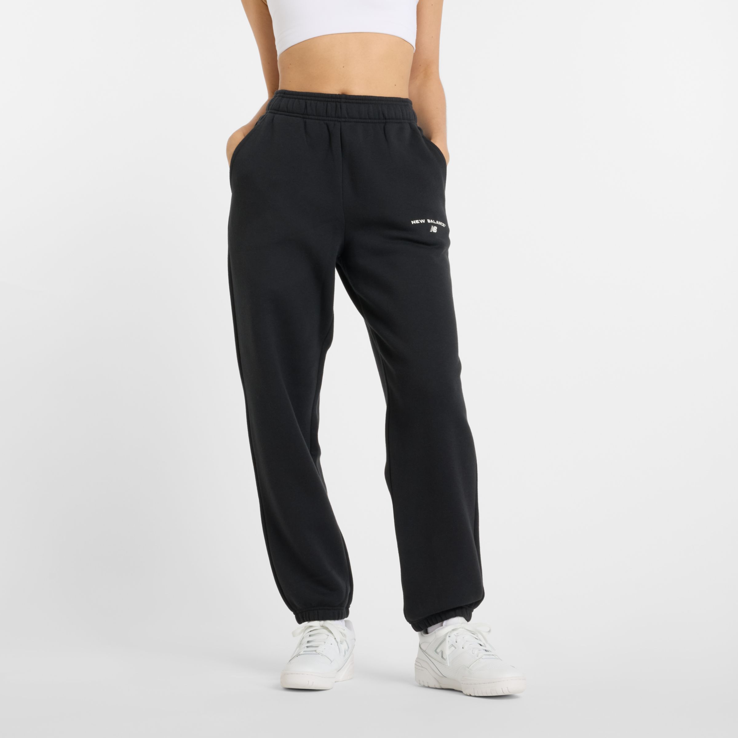 New Balance Donna Reimagined Fleece Jogger in Nero, Poly Fleece, Taglia XS