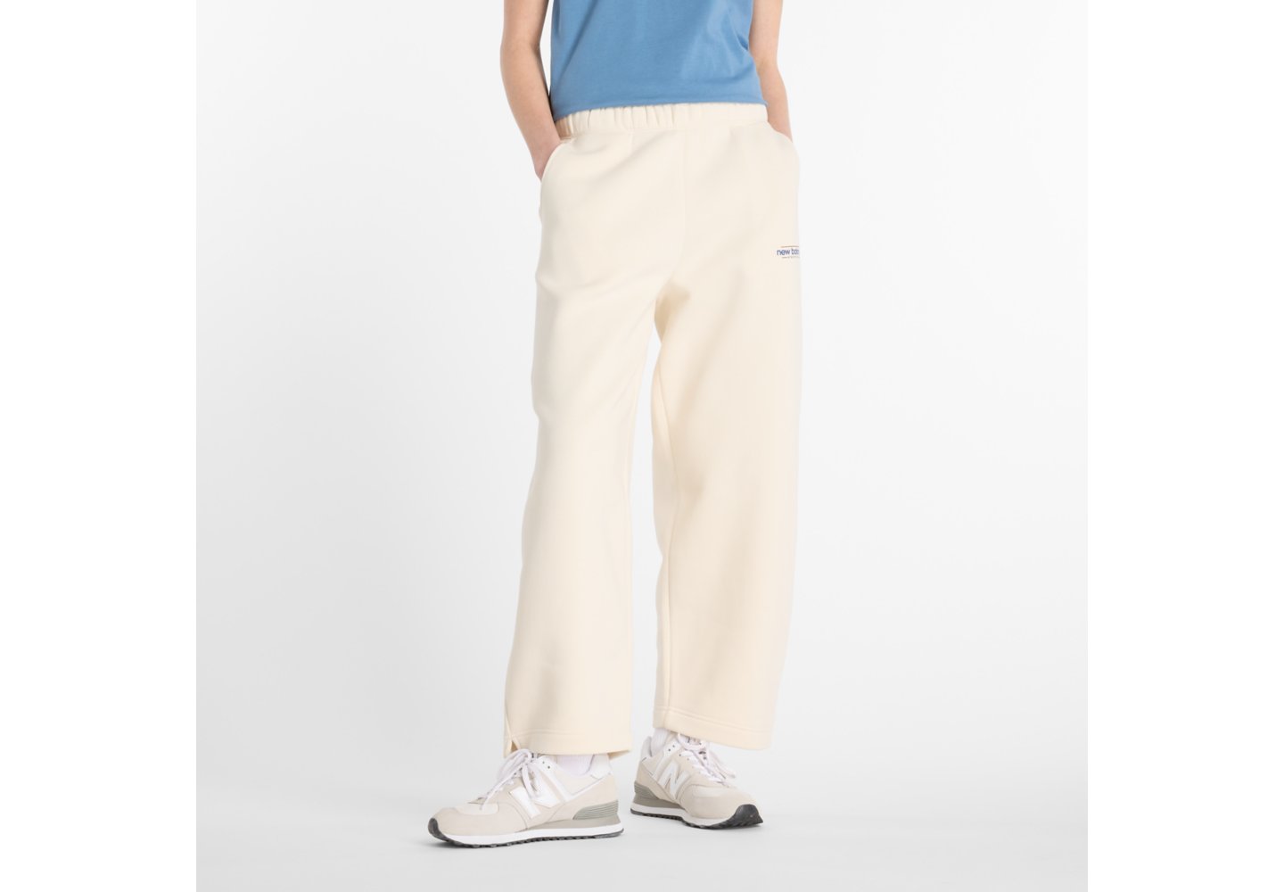 New Balance Reimagined Fleece Barrel Leg Pant in Linen — photo 1 of 1