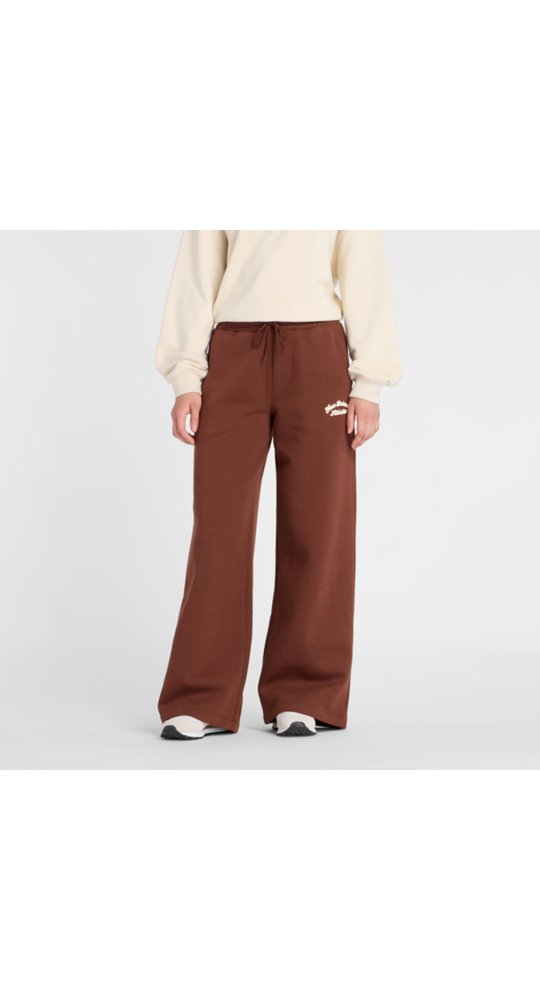 New Balance Linear Heritage Fleece Wide Leg Pant in Rich Oak