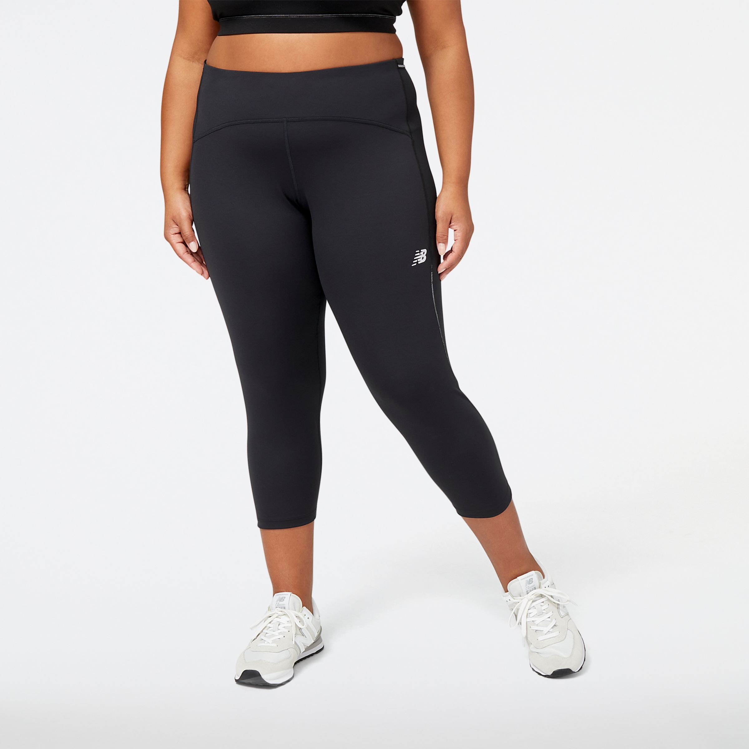 New Balance Femme Impact Run Crop en Noir, Poly Knit, Taille 2X