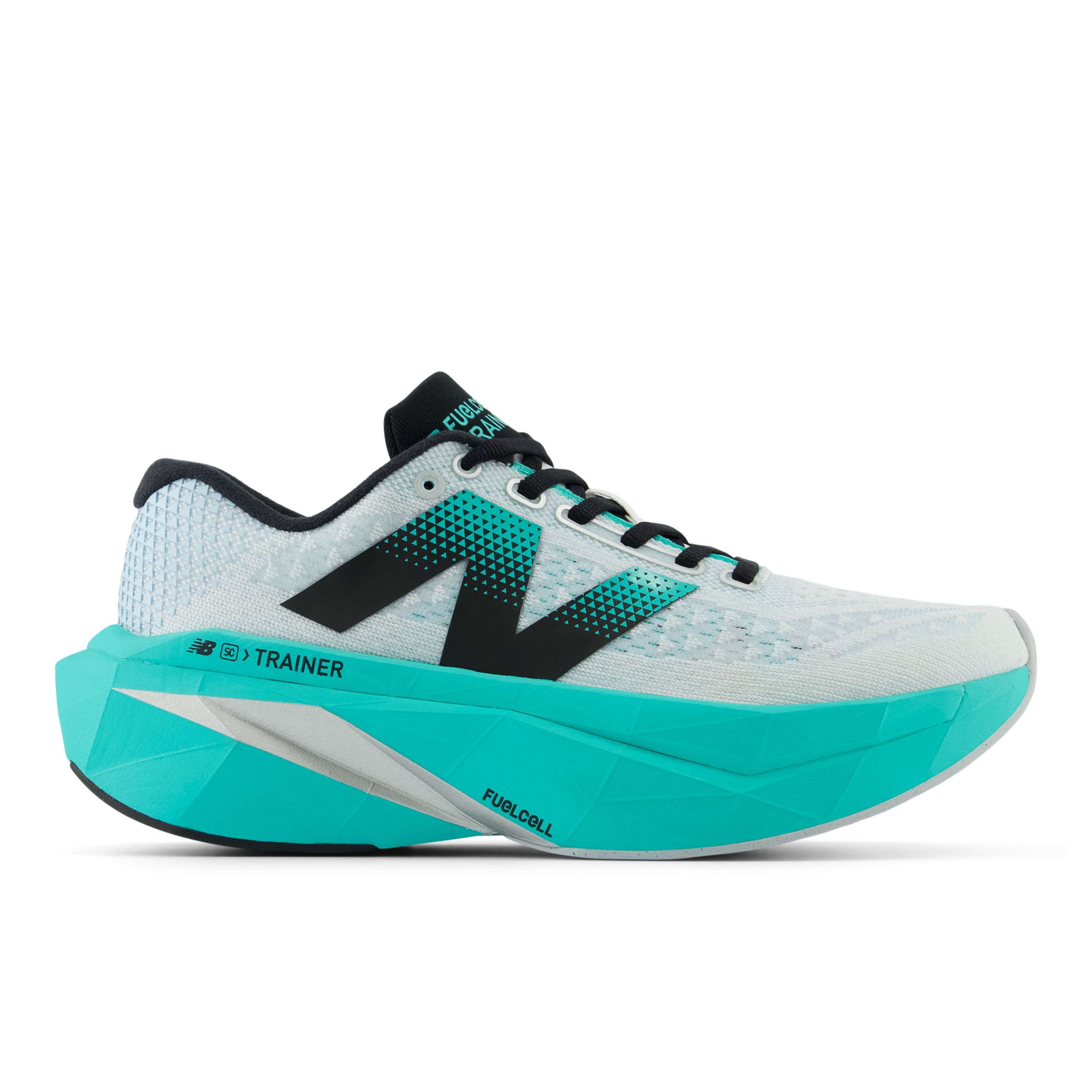 New Balance Women's FuelCell SuperComp Trainer v3 in White/Green/Grey/Blue Synthetic, size 4.5 Narrow