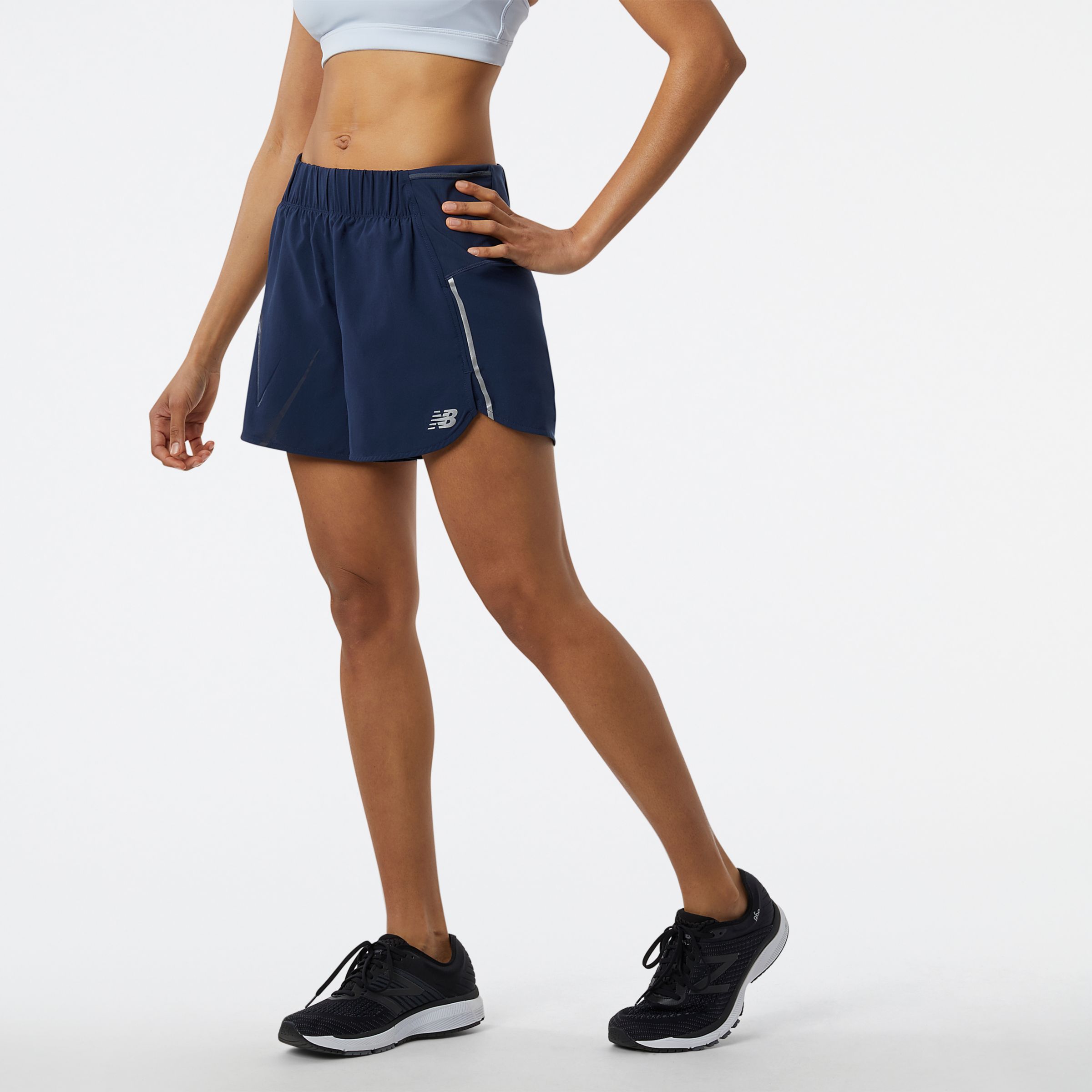 

New Balance Women's Printed Impact Run 5 Inch Short Blue - Blue