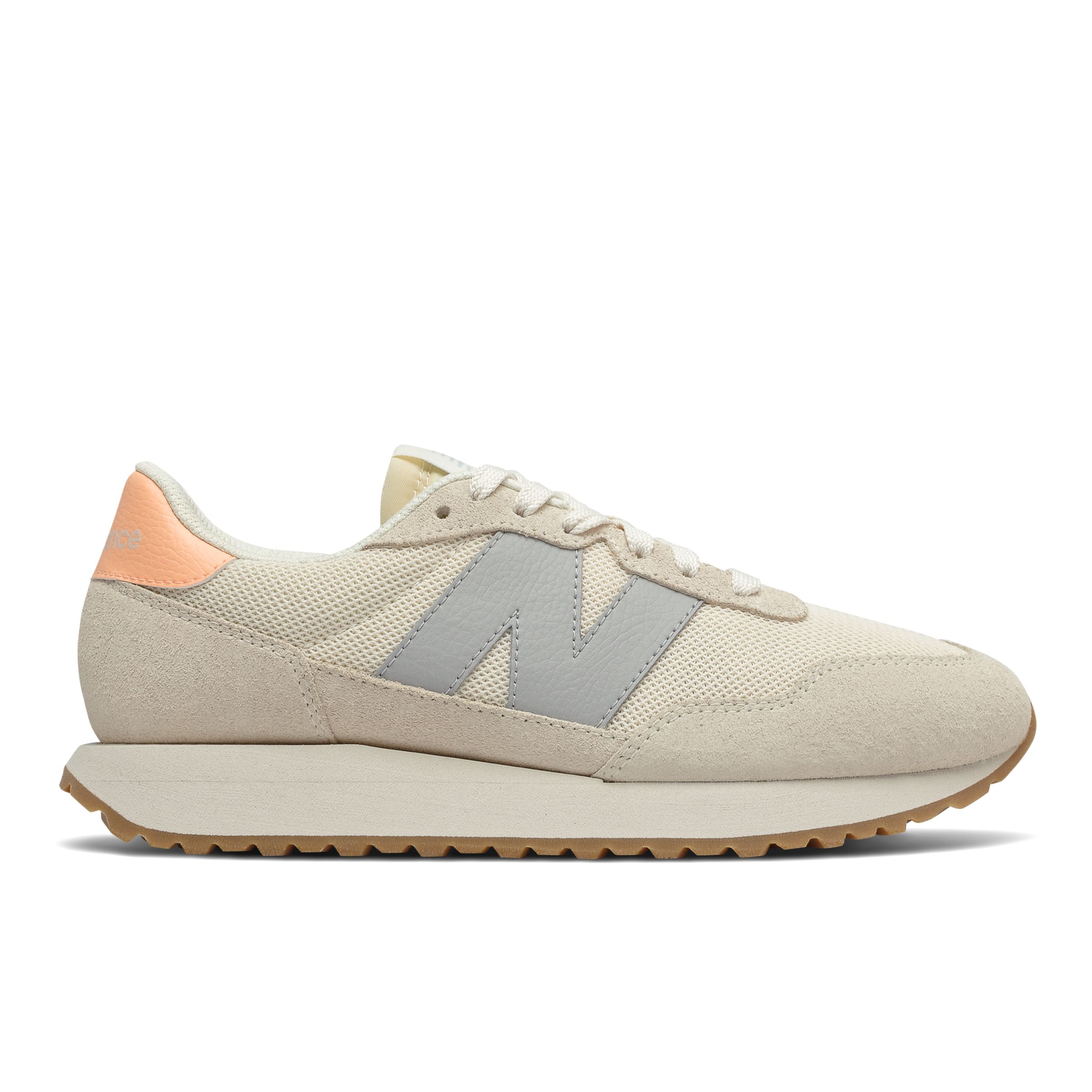 New Balance 237 Mesh Sneakers In Cream And Gray-white In Angora With Light Mango