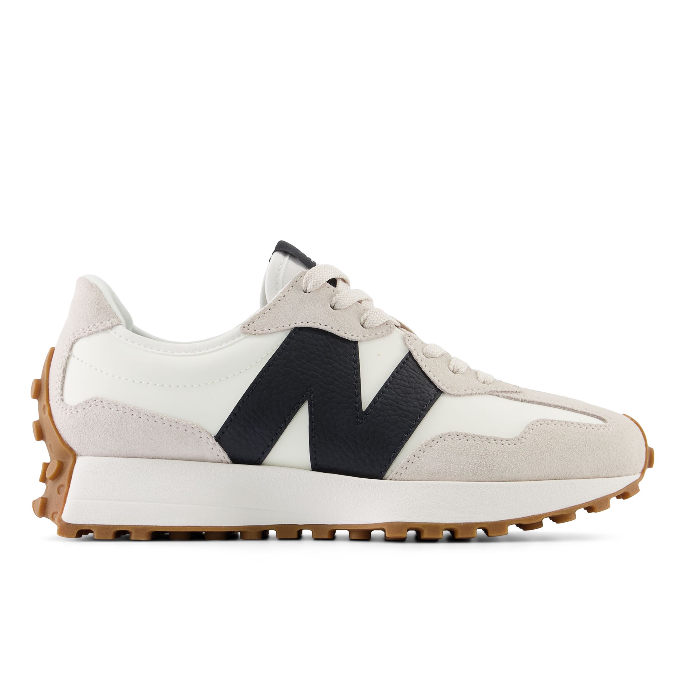 New Balance Women's 327 in Beige/Black Suede/Mesh, size 7 Narrow