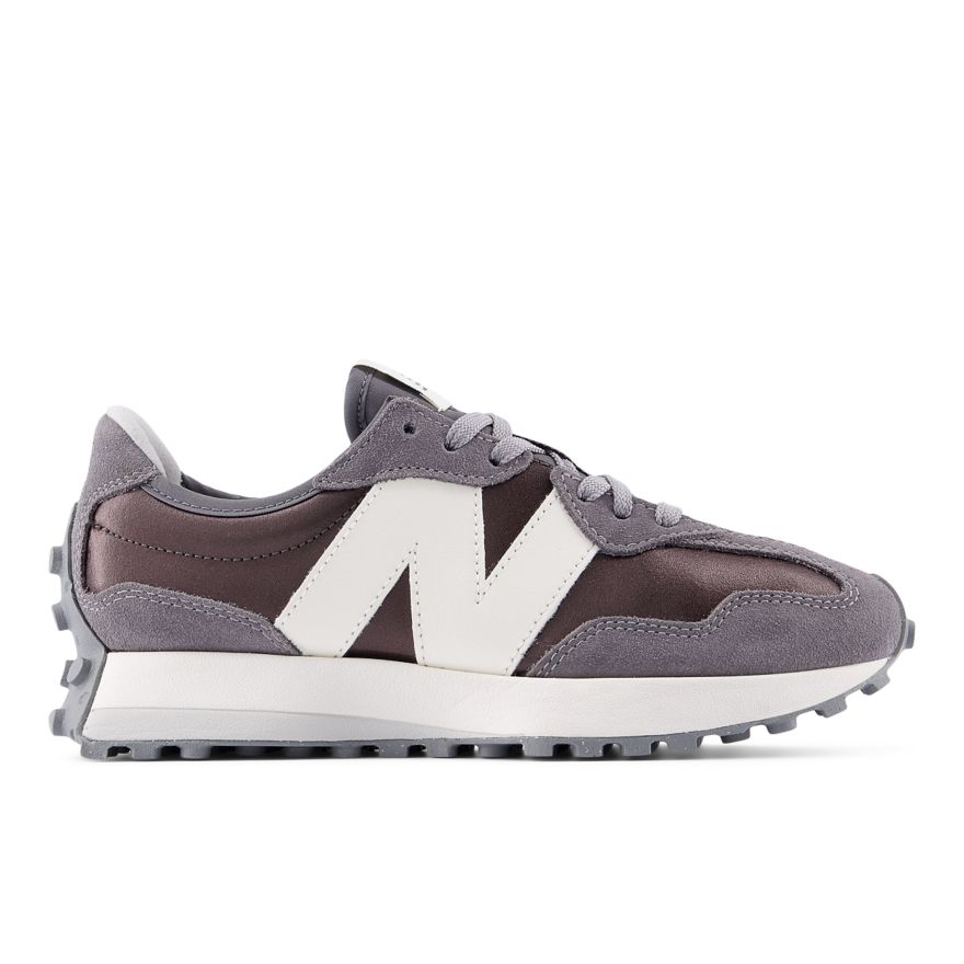 New Balance Women's 327 Sneaker (Black Metallic with Castlerock)