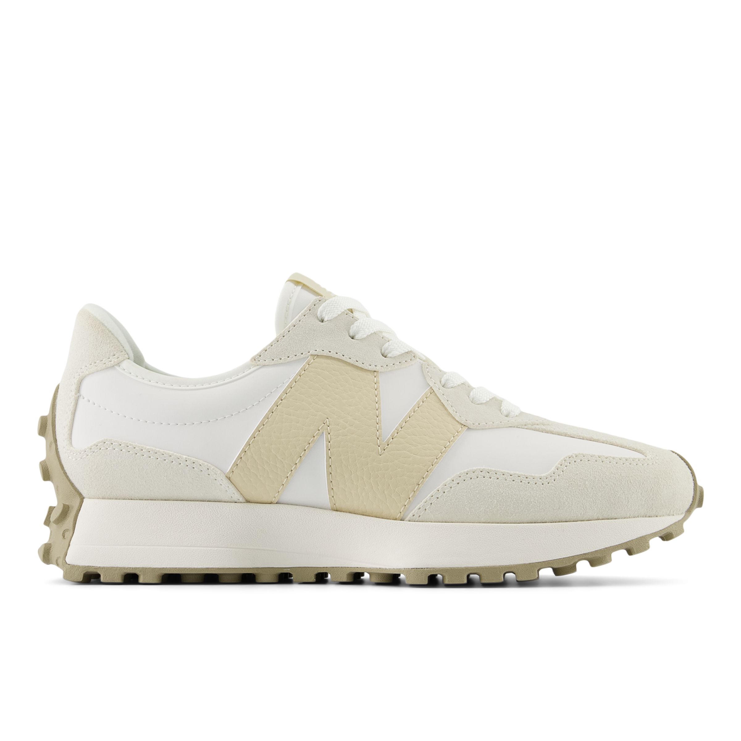 New Balance Women's 327 in White/Beige Suede/Mesh, size 3.5 Narrow