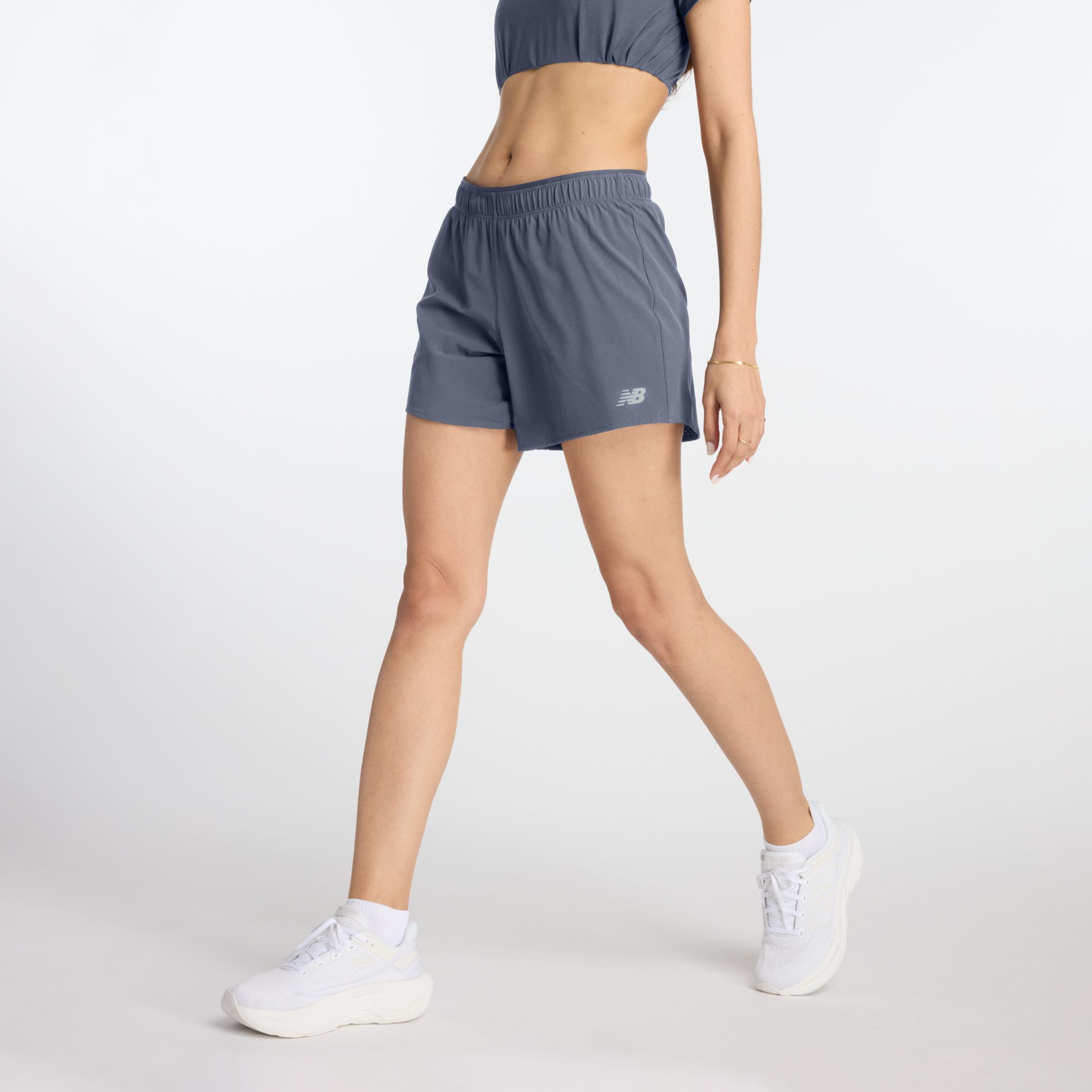 New Balance Femme RC Short 5" en Gris, Polytissé, Taille L