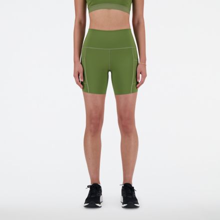 Women's Athletic Shorts High Waisted Running Shorts Pocket Sporty Shorts Gym  Elastic Workout Shorts - Army Green 