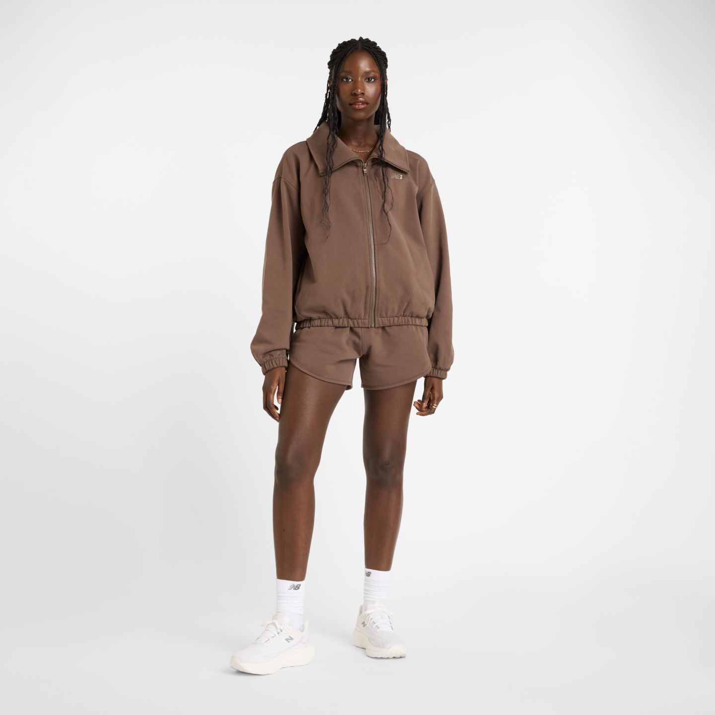 Женские шорты New Balance NB French Terry Short, цвет: Тёмный серо-бежевый — фото 8