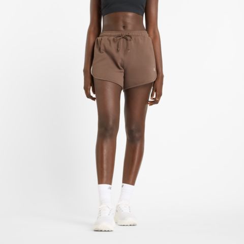 Женские шорты New Balance NB French Terry Short, цвет: Тёмный серо-бежевый