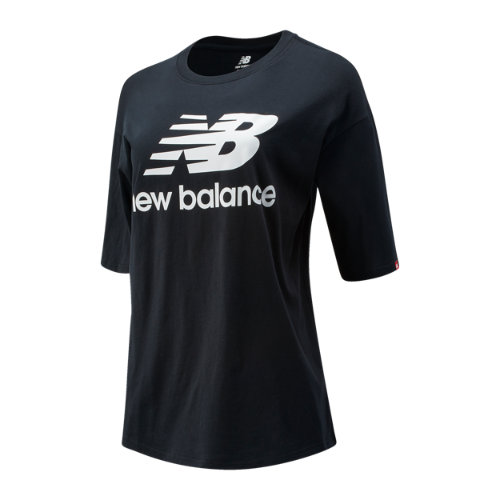 

New Balance Women's NB Essentials Stacked Logo Tee Black - Black