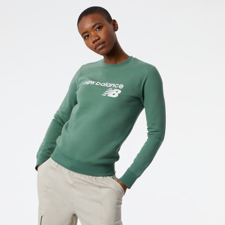 Mulheres Linear Heritage Brushed Back Fleece Crewneck - New Balance