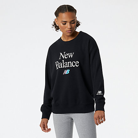 New Balance NB Essentials Celebrate Fleece Crew, WT21508BK image number null