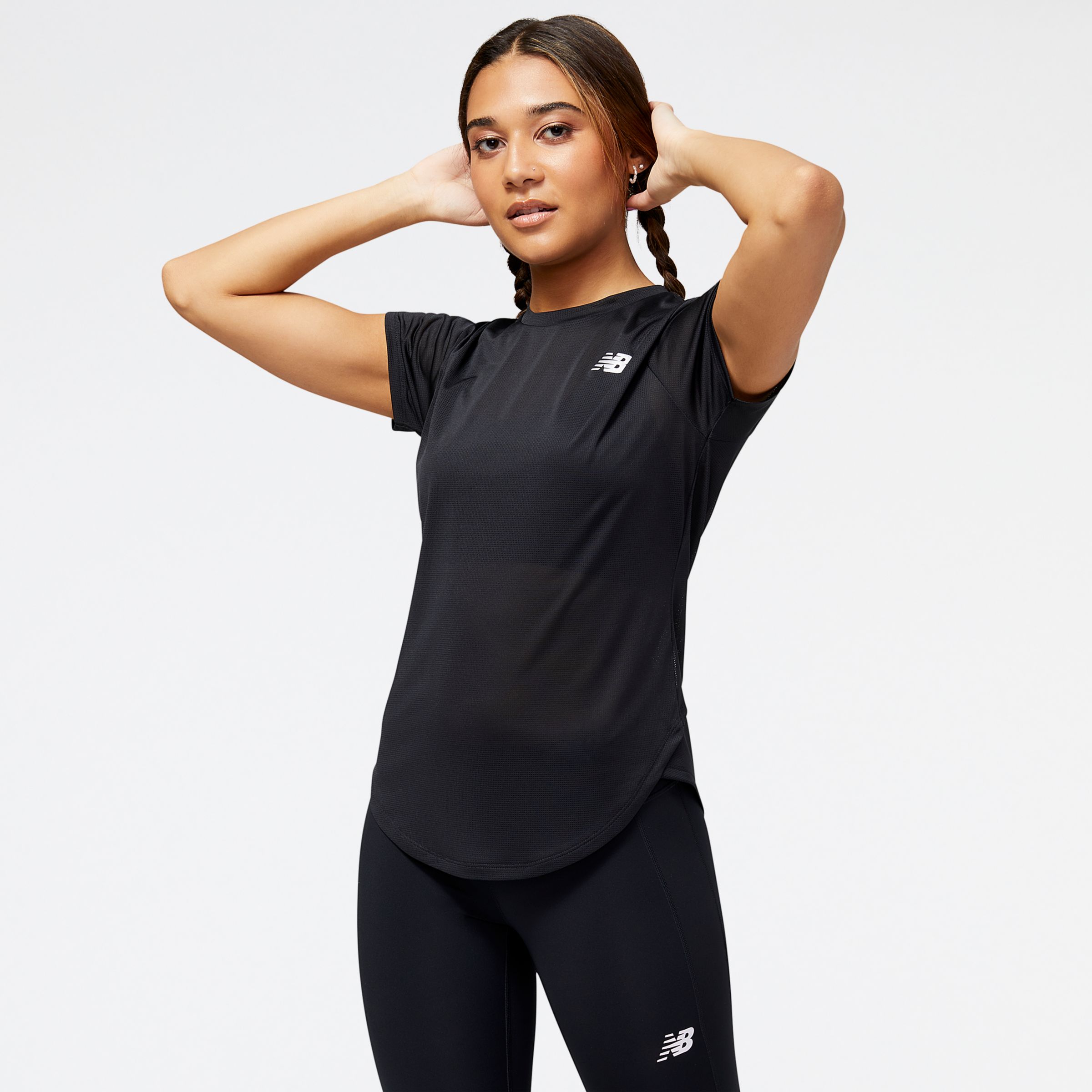 New Balance Reflective Print Accelerate Tight In Black Poly Knit in Blue