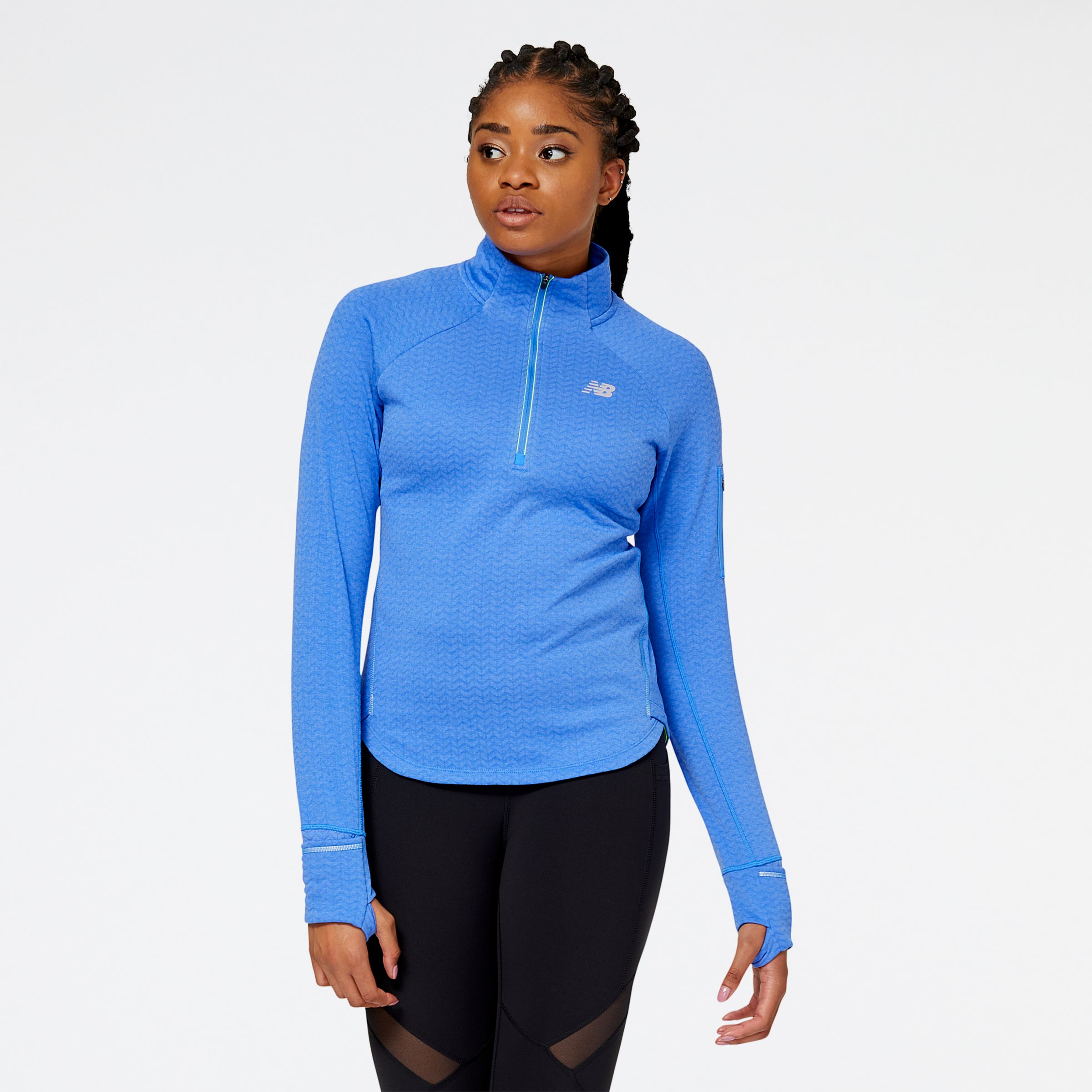 

New Balance Women's NB Heat Grid Half Zip Blue - Blue