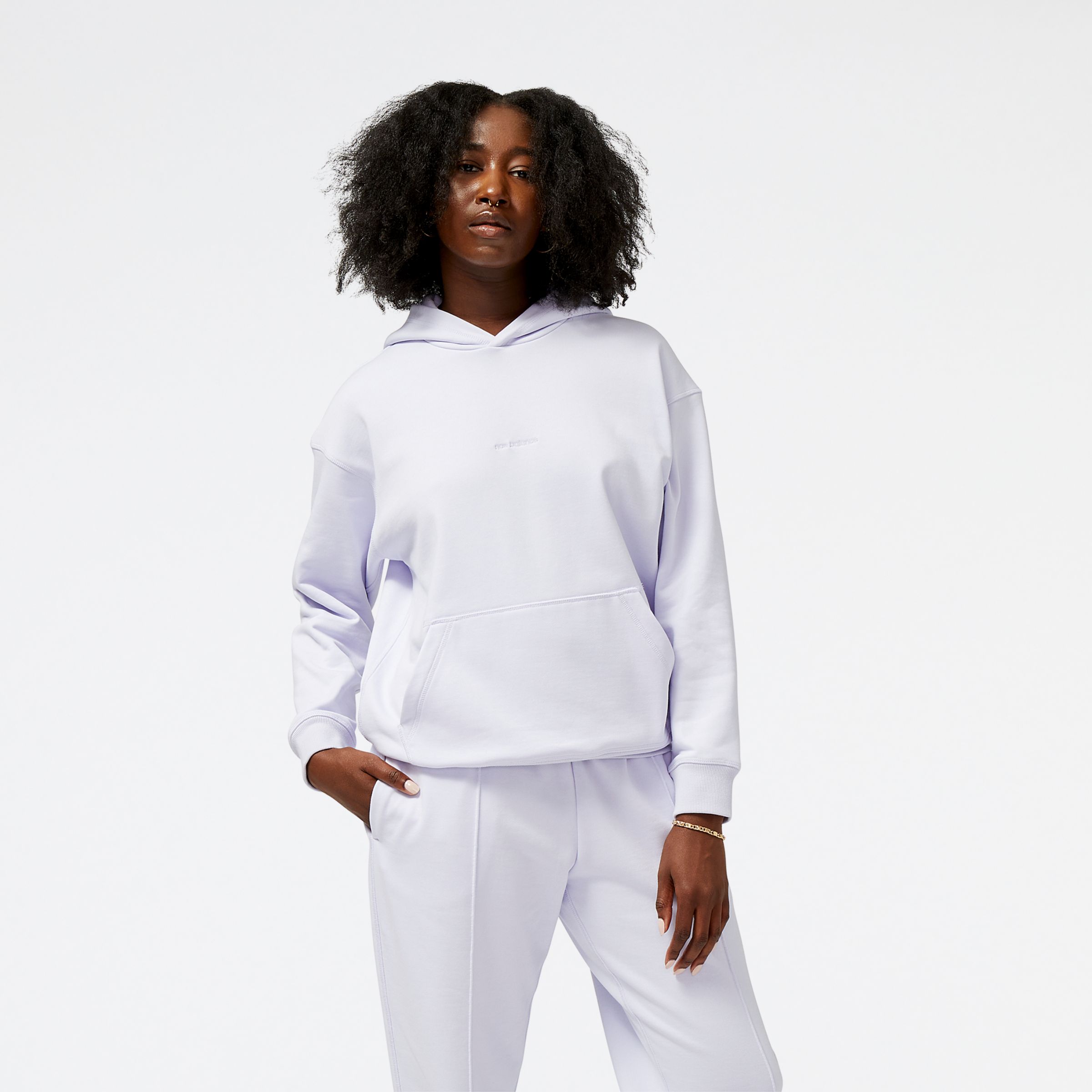 New Balance Femme Athletics Nature State French Terry Hoodie en Purple/Violet, Cotton, Taille M
