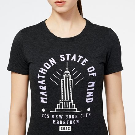 NYC Marathon Empire 印花短袖上衣, 黑, WT23604MBK