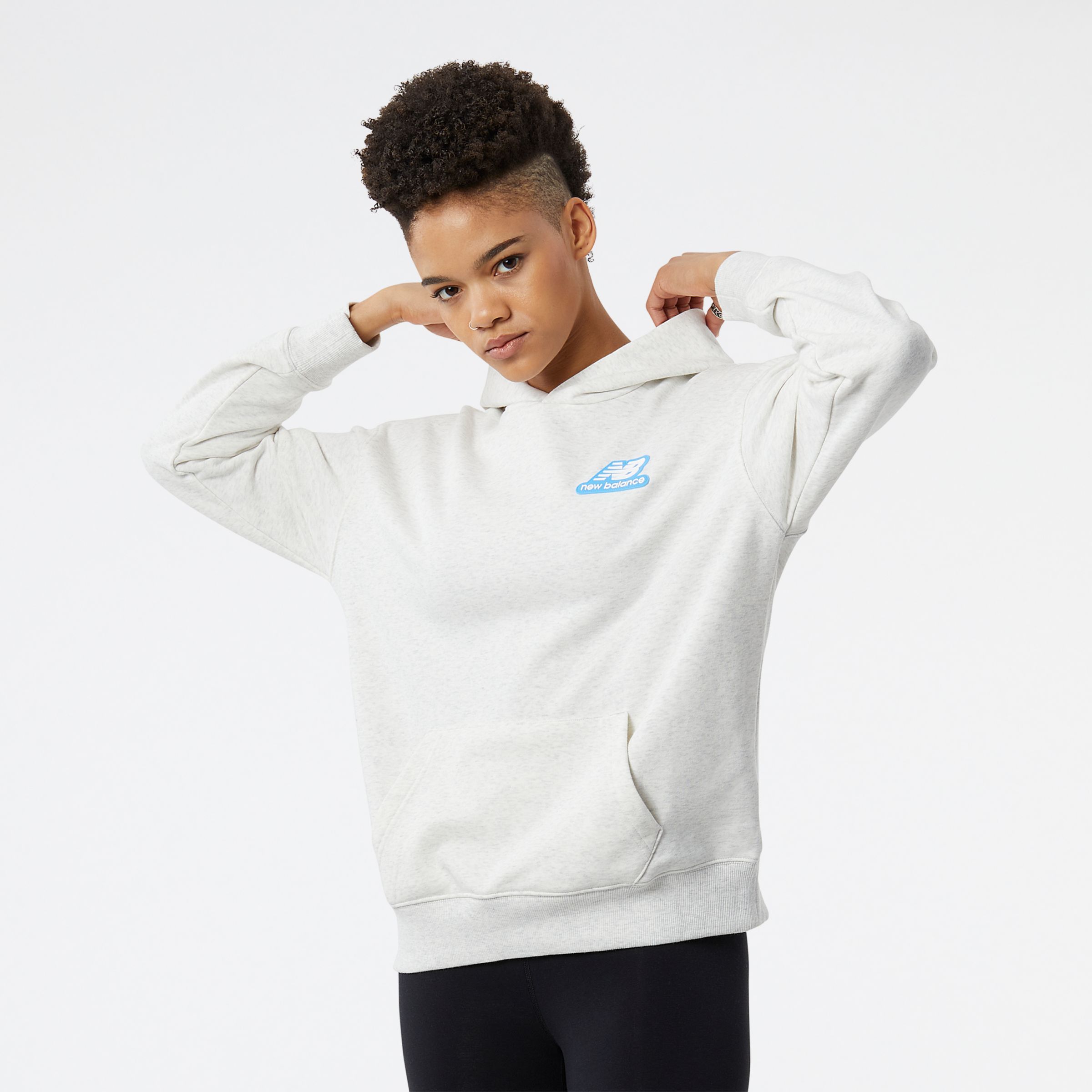 New Balance Mulheres NB Essentials Candy Pack Hooded Sweatshirt in Branca, Cotton, Tamanho XL