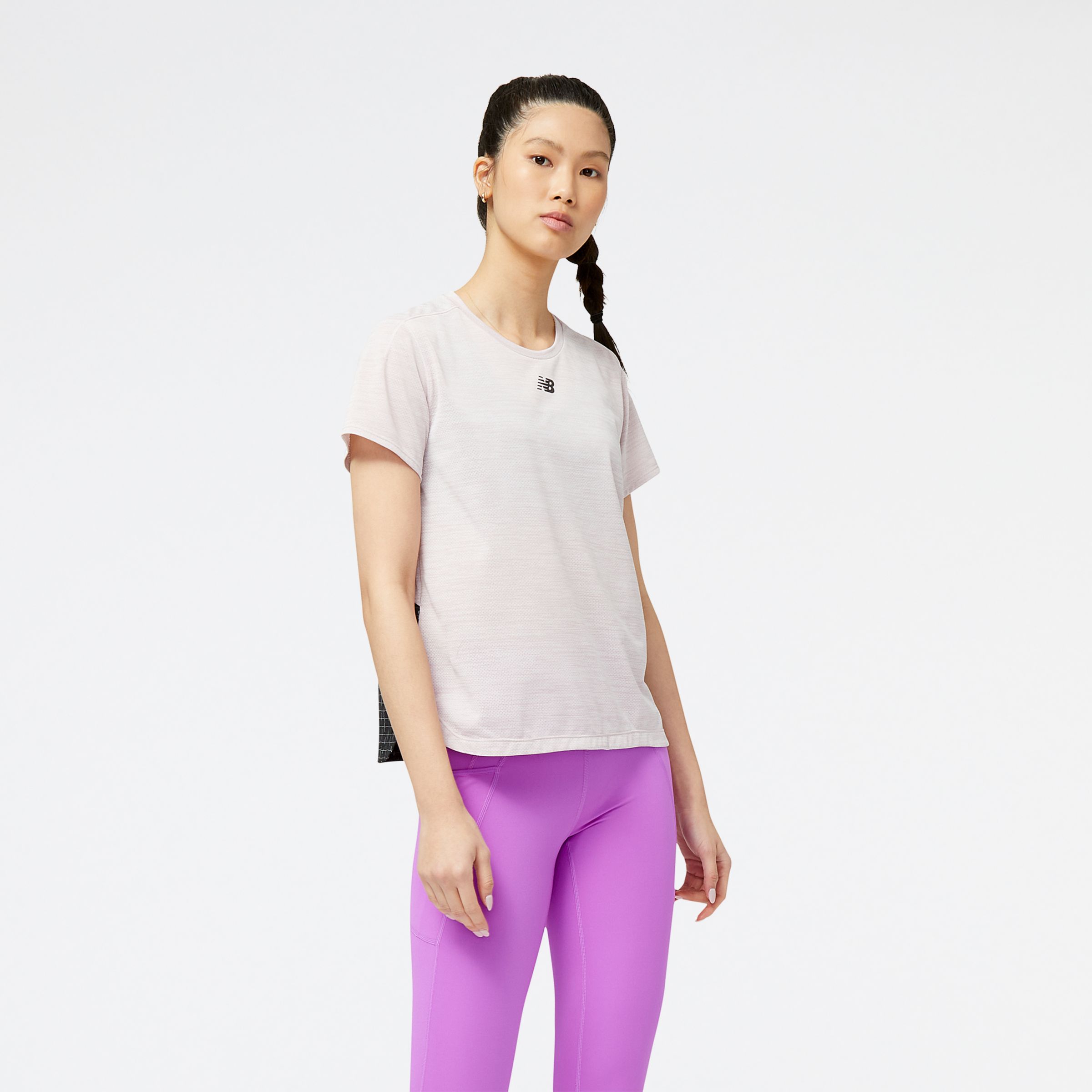 New Balance Mulheres Impact Run Luminous Short Sleeve in Rosa, Poly Knit, Tamanho S