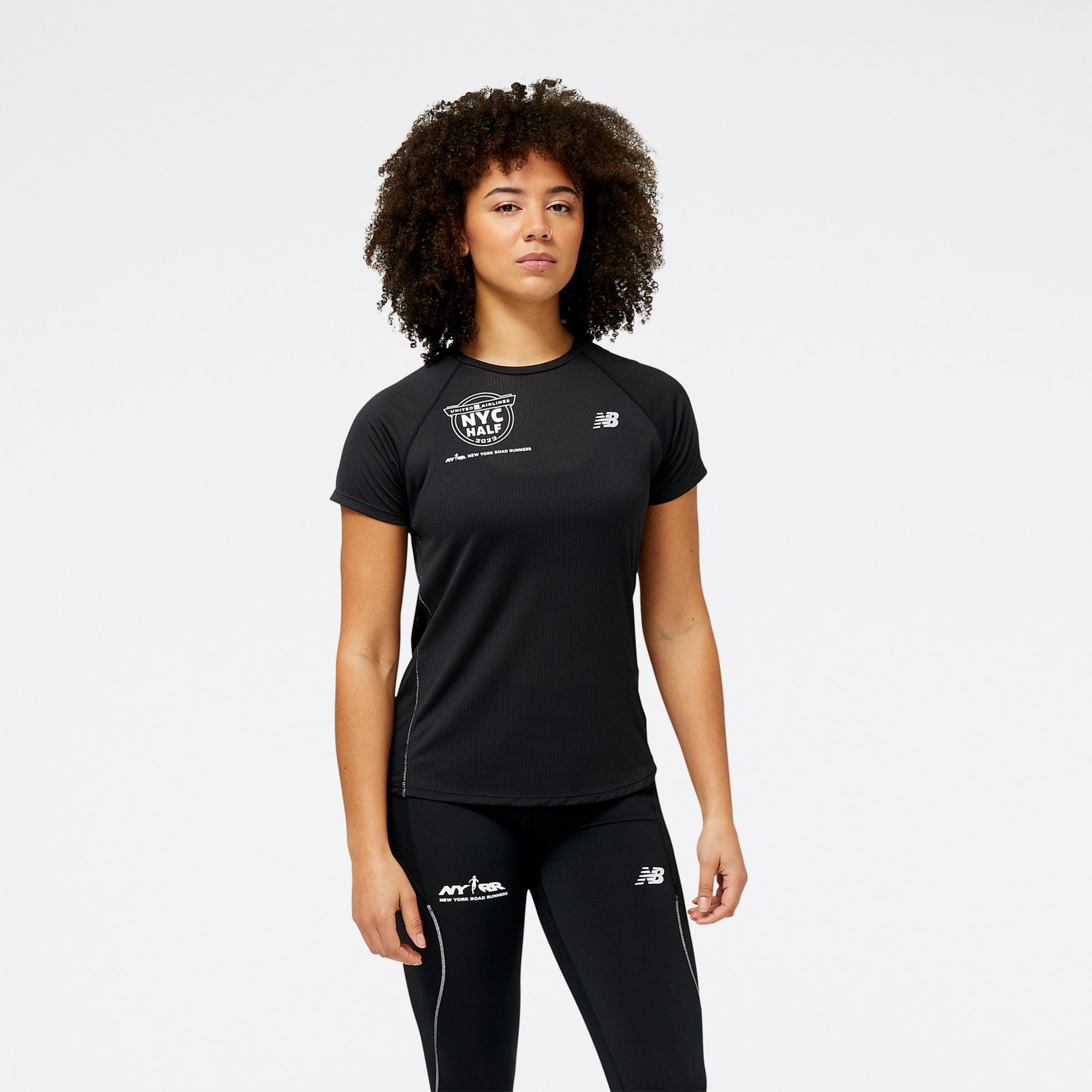 

New Balance Women's United Airlines NYC Half Impact Run Short Sleeve Black - Black