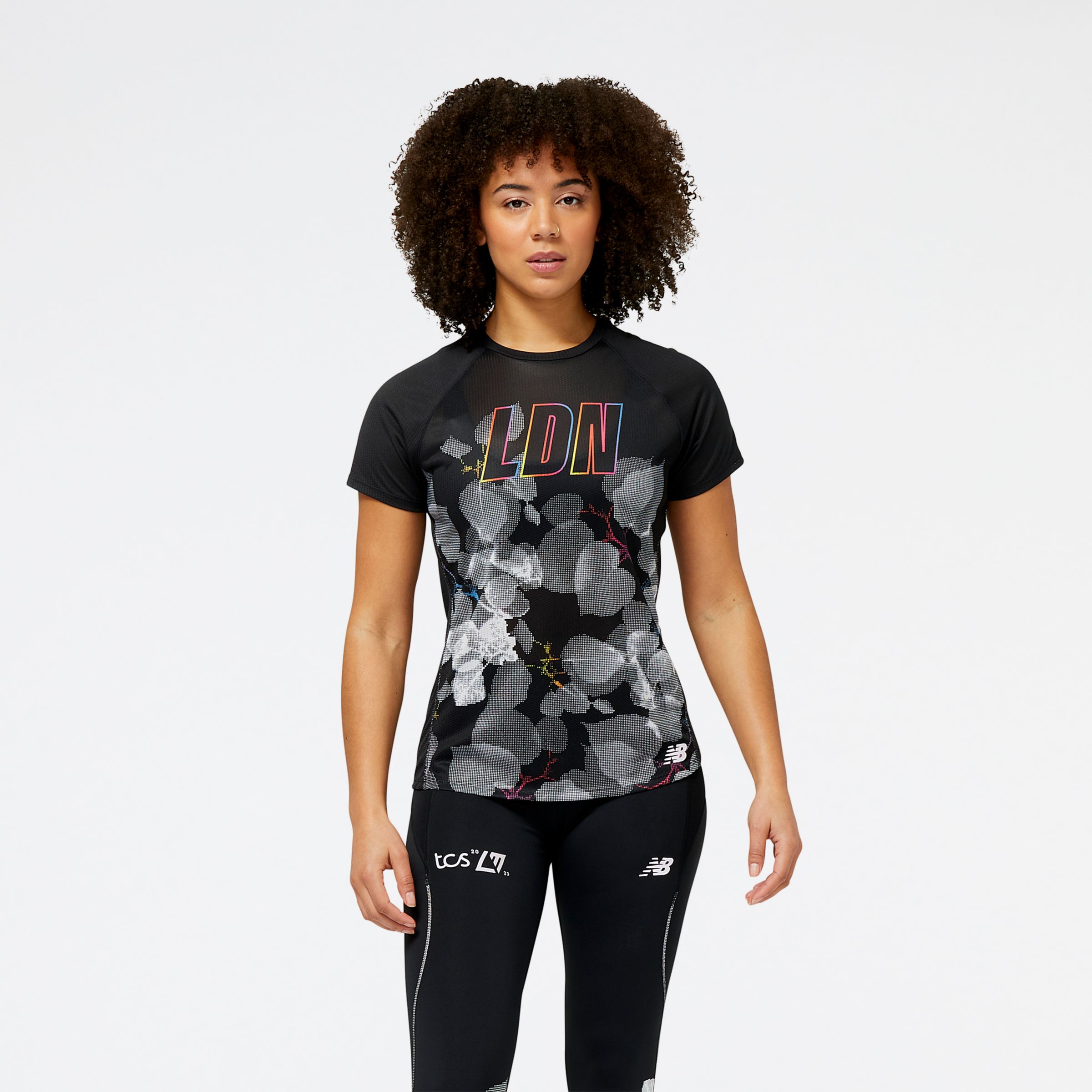 New Balance Women's London Edition Printed Impact Run Short Sleeve