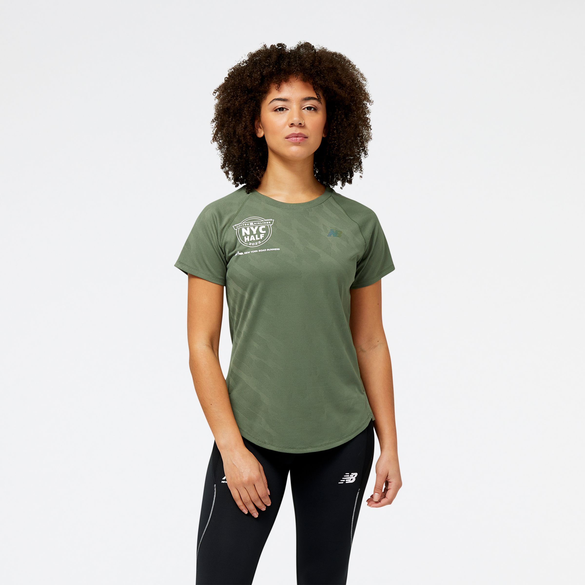 

New Balance Women's United Airlines NYC Half Q Speed Jacquard Short Sleeve Green - Green