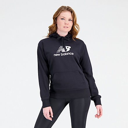 New Balance Essentials Stacked Logo French Terry Hoodie, WT31533BK image number null