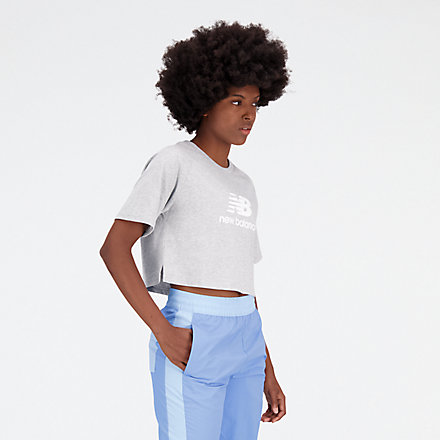 Essentials Stacked Logo Cotton Cropped T-Shirt