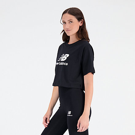 Essentials Stacked Logo Cotton Cropped T-Shirt