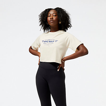 United Airlines NYC Half Essentials Stacked Logo Cotton Cropped T-Shirt