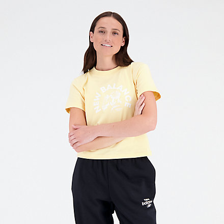 New Balance Essentials Bloomy Short Sleeve Boxy T-Shirt, WT31554RAW image number null