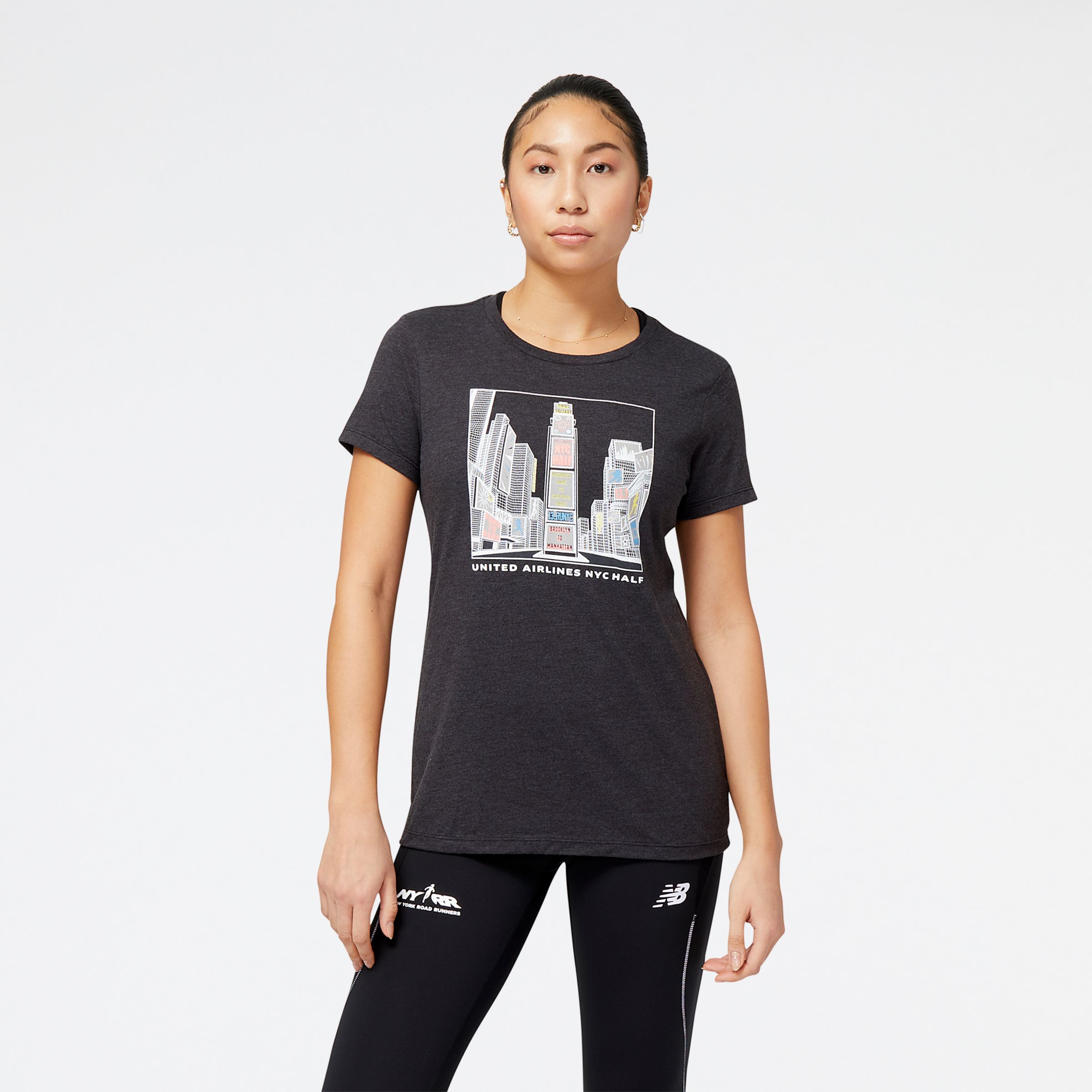 

New Balance Women's United Airlines NYC Half City Line Graphic Short Sleeve Black - Black