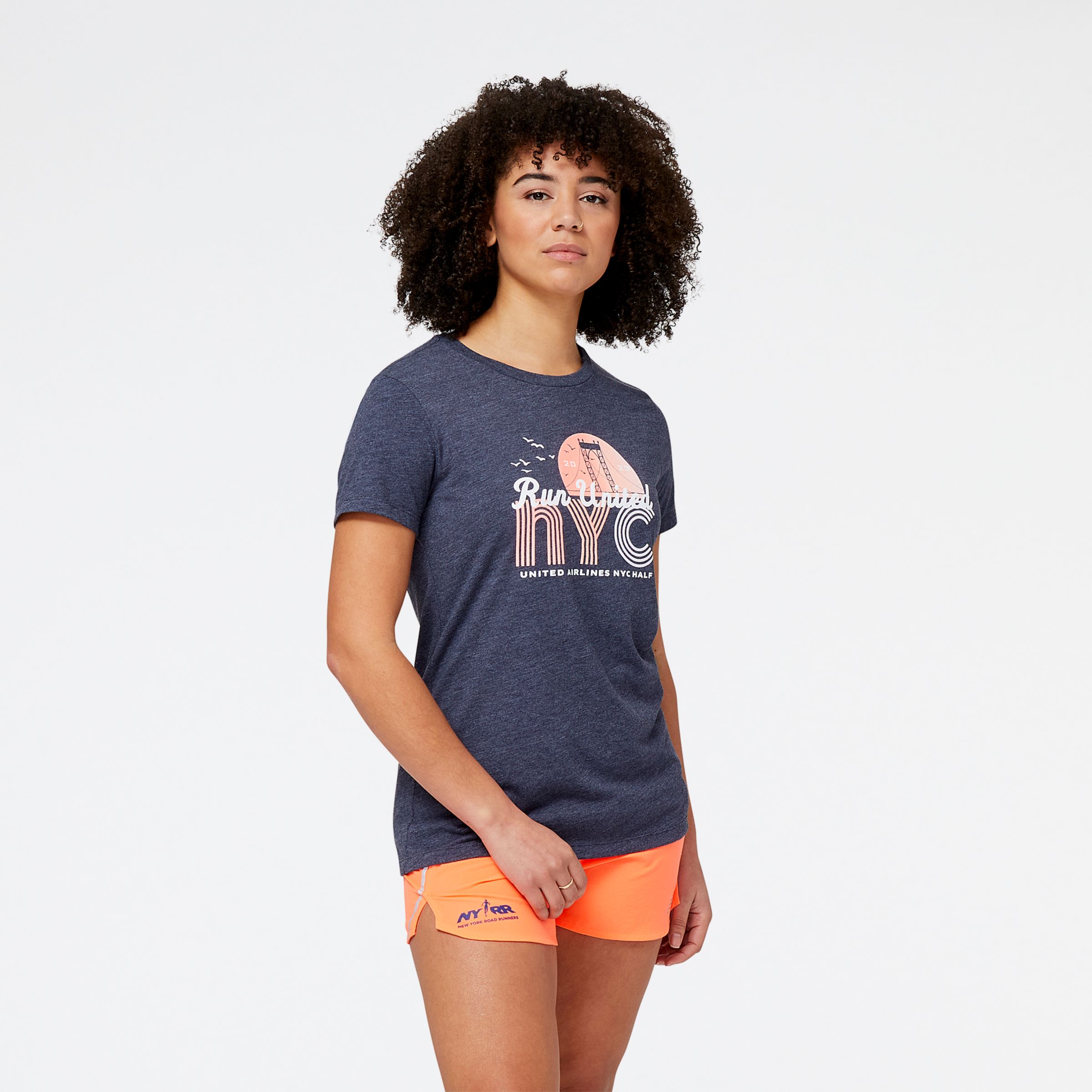 

New Balance Women's United Airlines NYC Half Run United Graphic Short Sleeve Blue - Blue